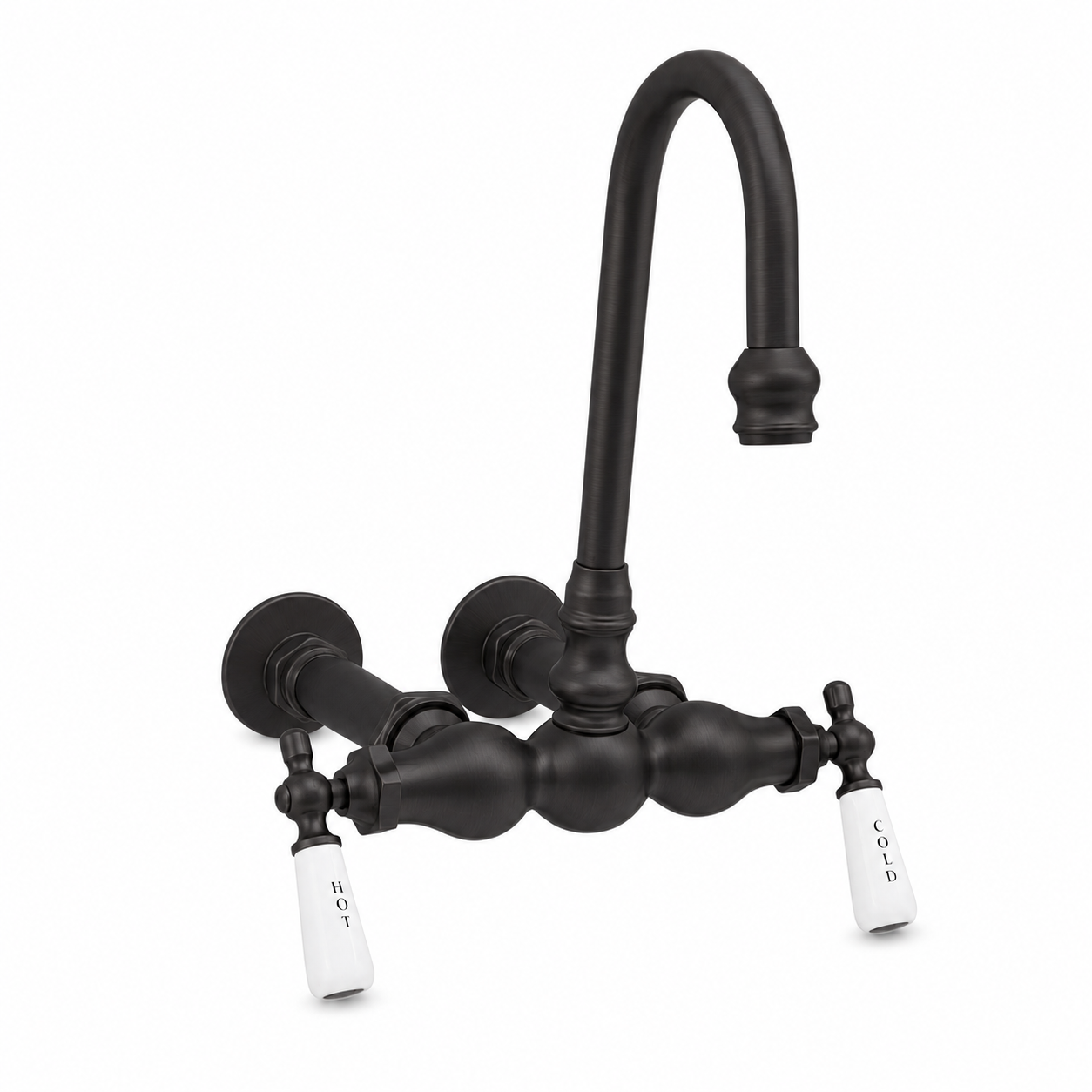 Wall Mount Gooseneck Tub Faucet Lever Handles P0655 | Strom Living Satin Black - Tub Fillers