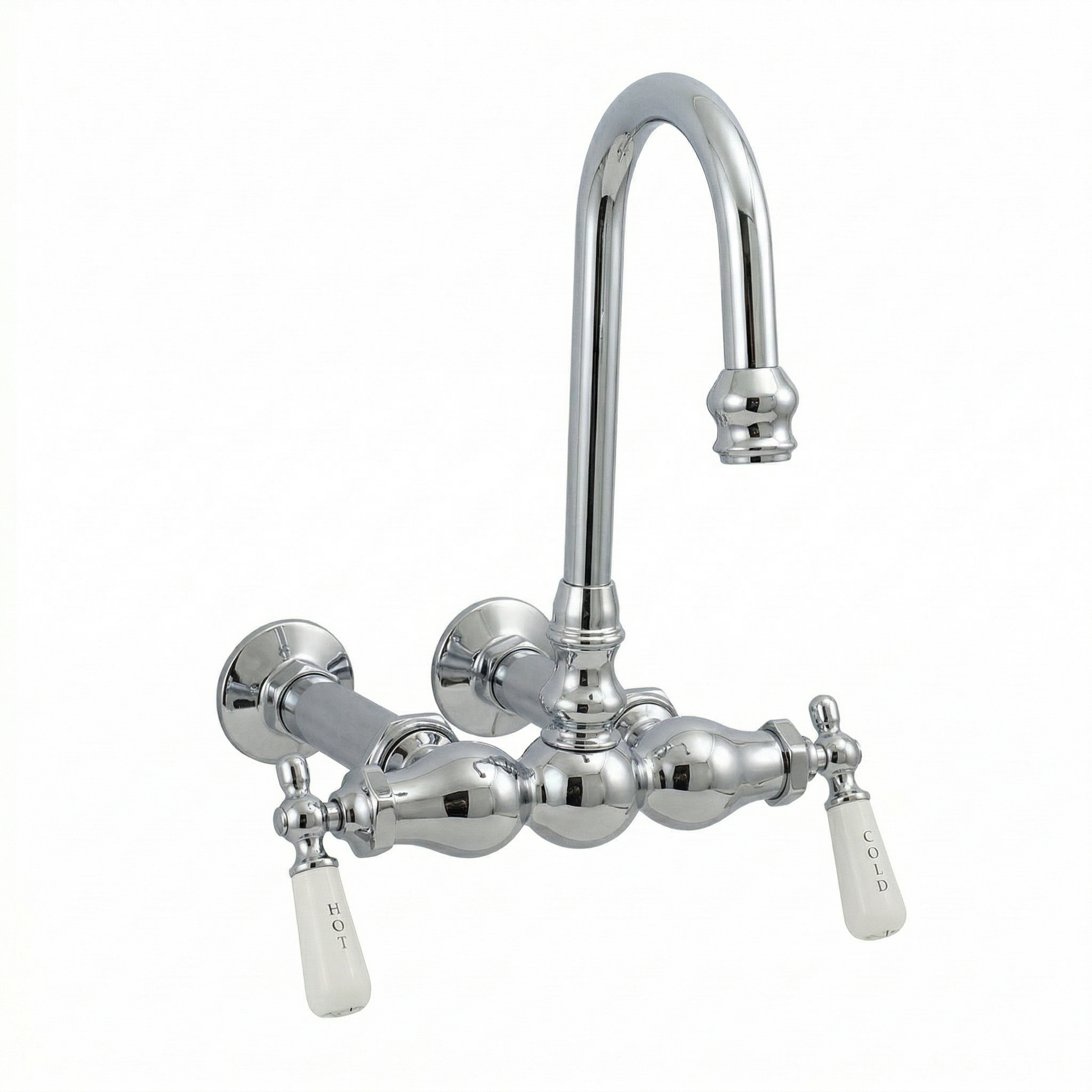 Wall Mount Gooseneck Tub Faucet Lever Handles P0655 | Strom Living Chrome - Tub Fillers