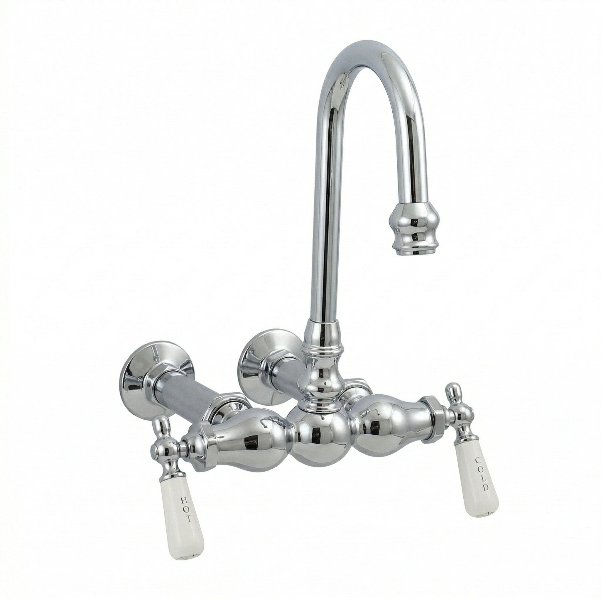 Wall Mount Gooseneck Tub Faucet Lever Handles P0655 | Strom Living Chrome - Tub Fillers