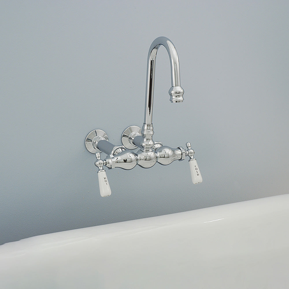 Wall Mount Gooseneck Tub Faucet Lever Handles P0655 | Strom Living - Tub Fillers