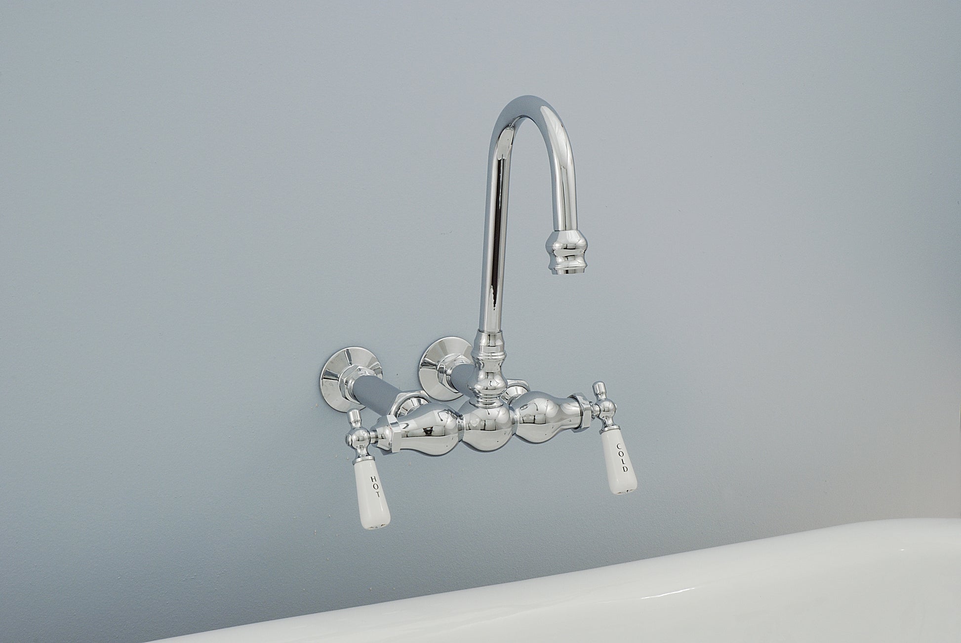 Strom Living Gooseneck Faucet with Porcelain Lever Handles