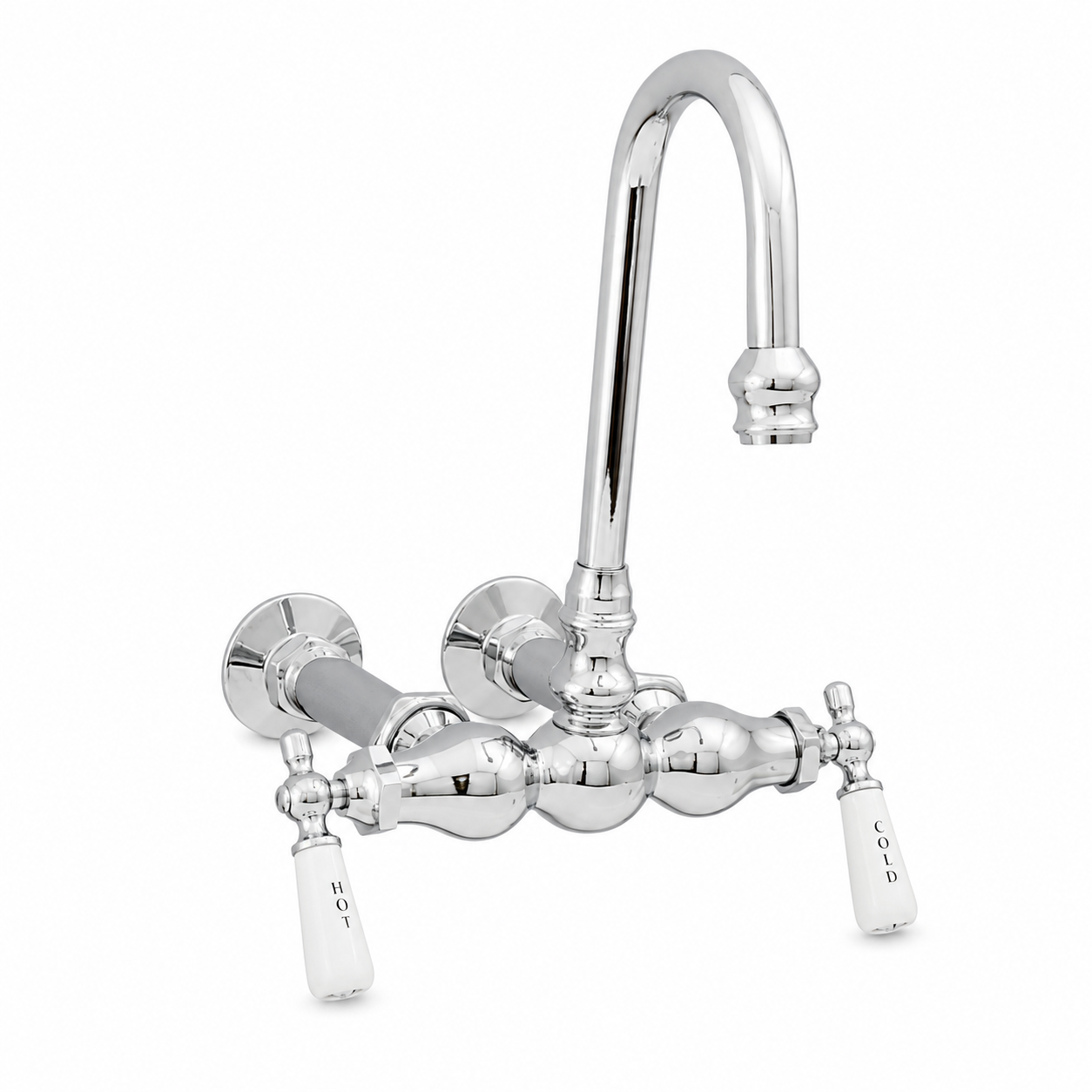Wall Mount Gooseneck Tub Faucet Lever Handles P0655 | Strom Living Chrome - Tub Fillers