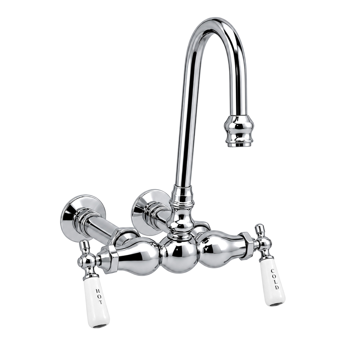 Wall Mount Gooseneck Tub Faucet Lever Handles P0655 in Chrome