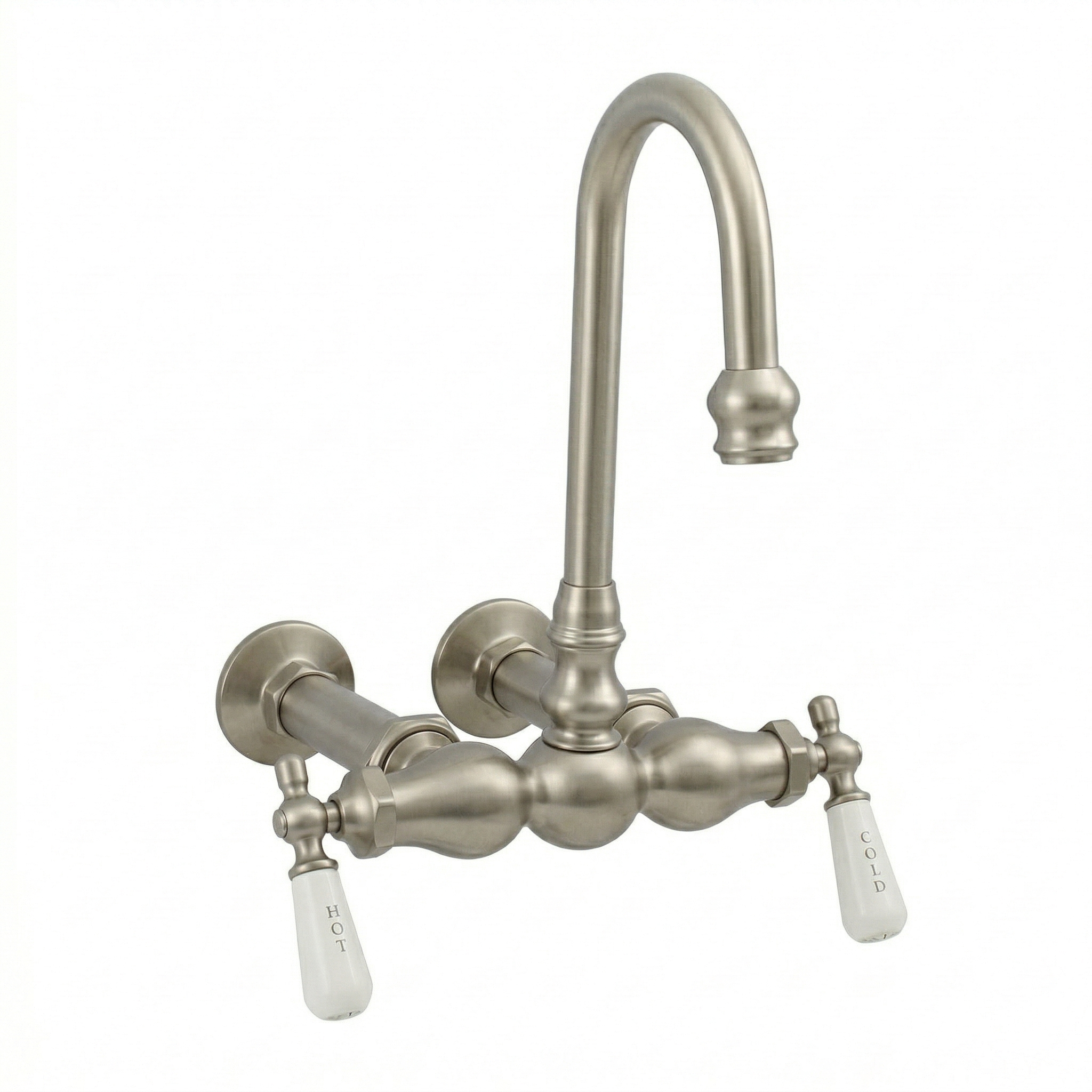 Wall Mount Gooseneck Tub Faucet Lever Handles P0655 | Strom Living Matte Nickel - Tub Fillers