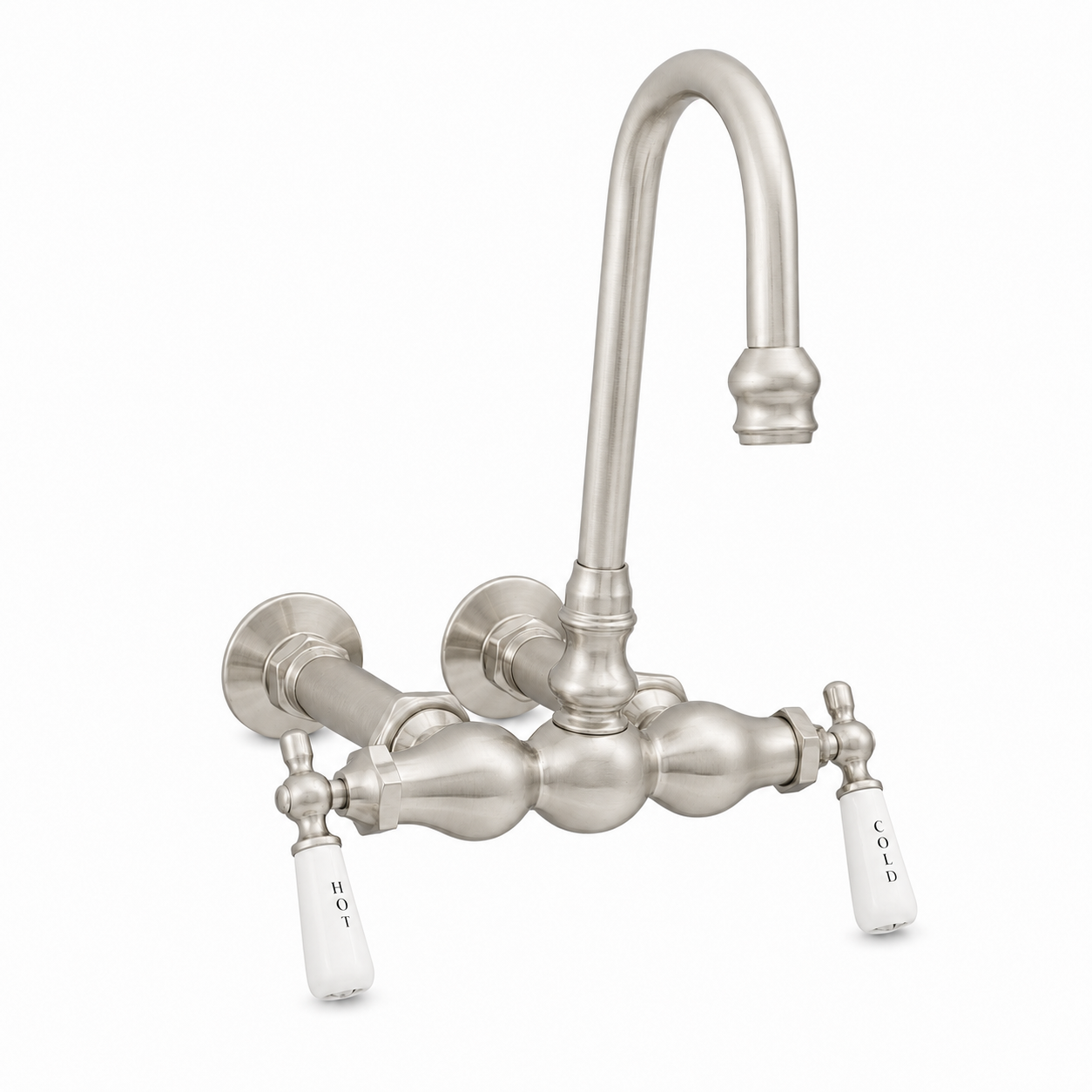 Wall Mount Gooseneck Tub Faucet Lever Handles P0655 | Strom Living Matte Nickel - Tub Fillers