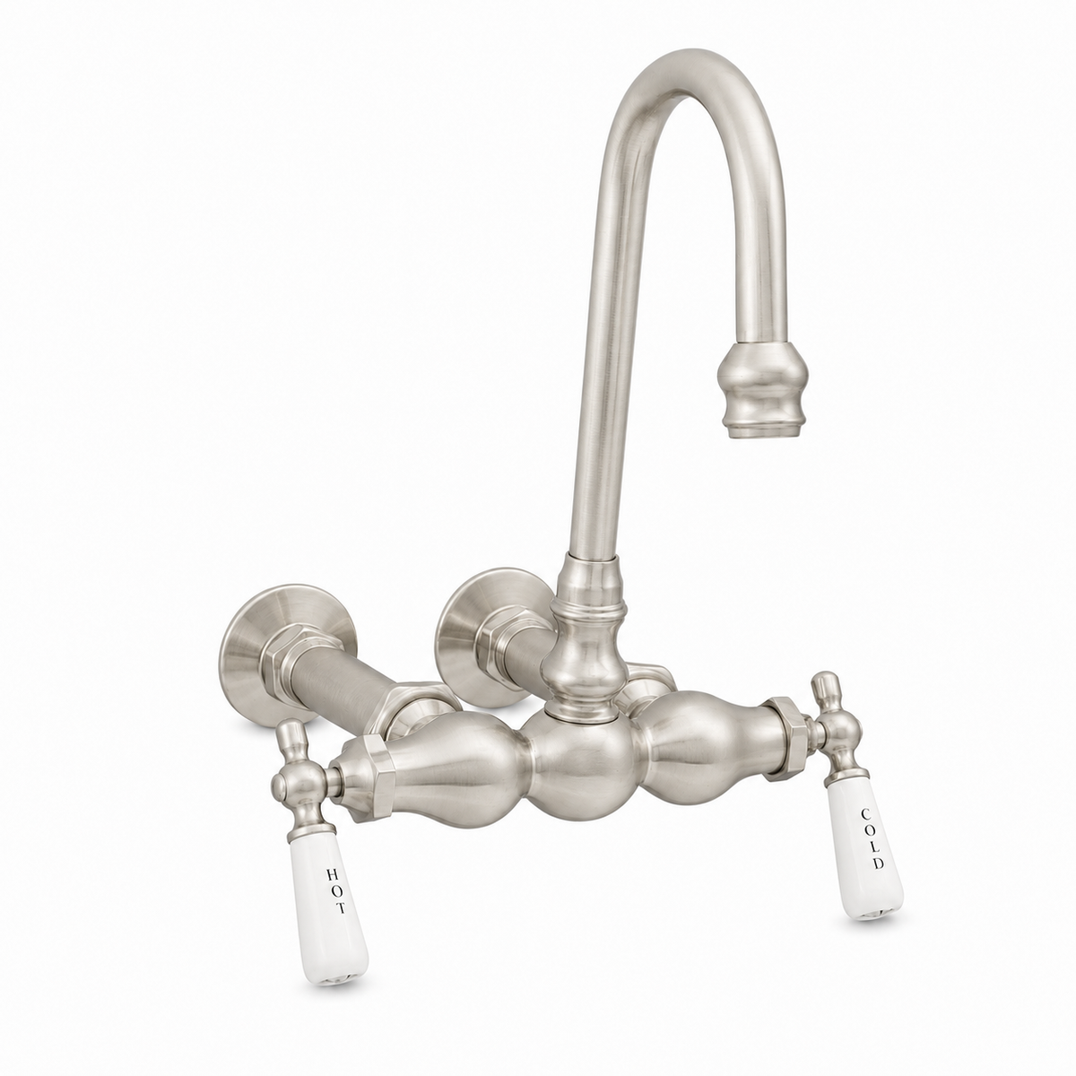 Wall Mount Gooseneck Tub Faucet Lever Handles P0655 | Strom Living Matte Nickel - Tub Fillers