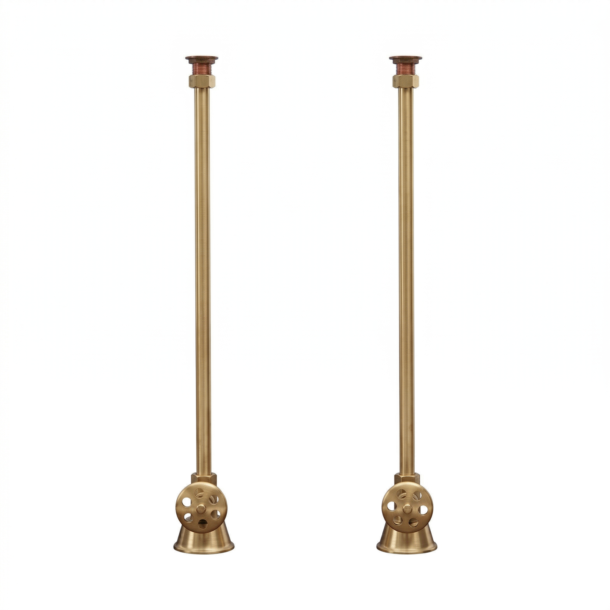 Strom Living 29" Deck Mount Supply Set Satin Brass Round Handles - Plumbing Parts