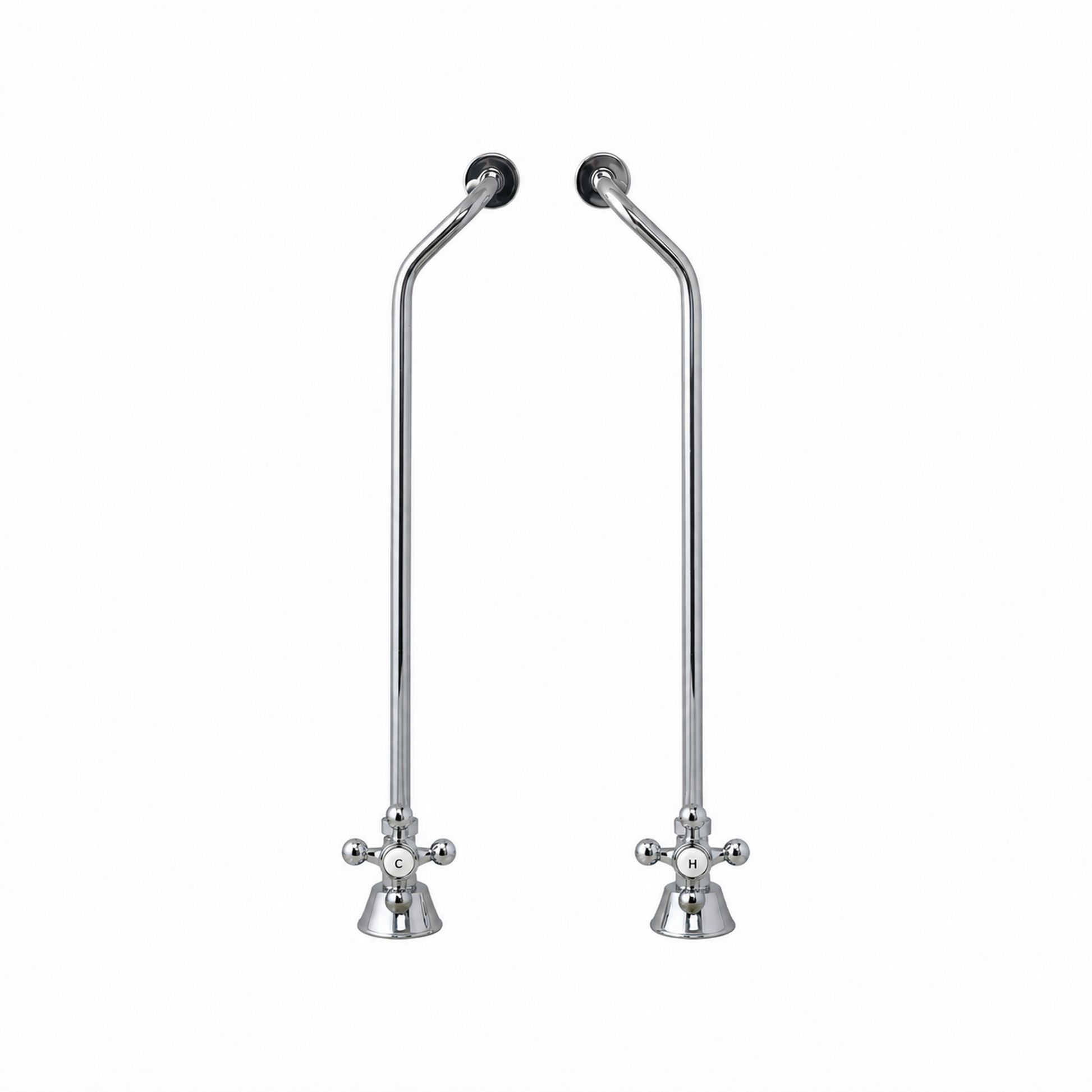 Strom Living Tub Supply Set with Double Offset Tubing Chrome Cross-Point Handles - Plumbing Parts