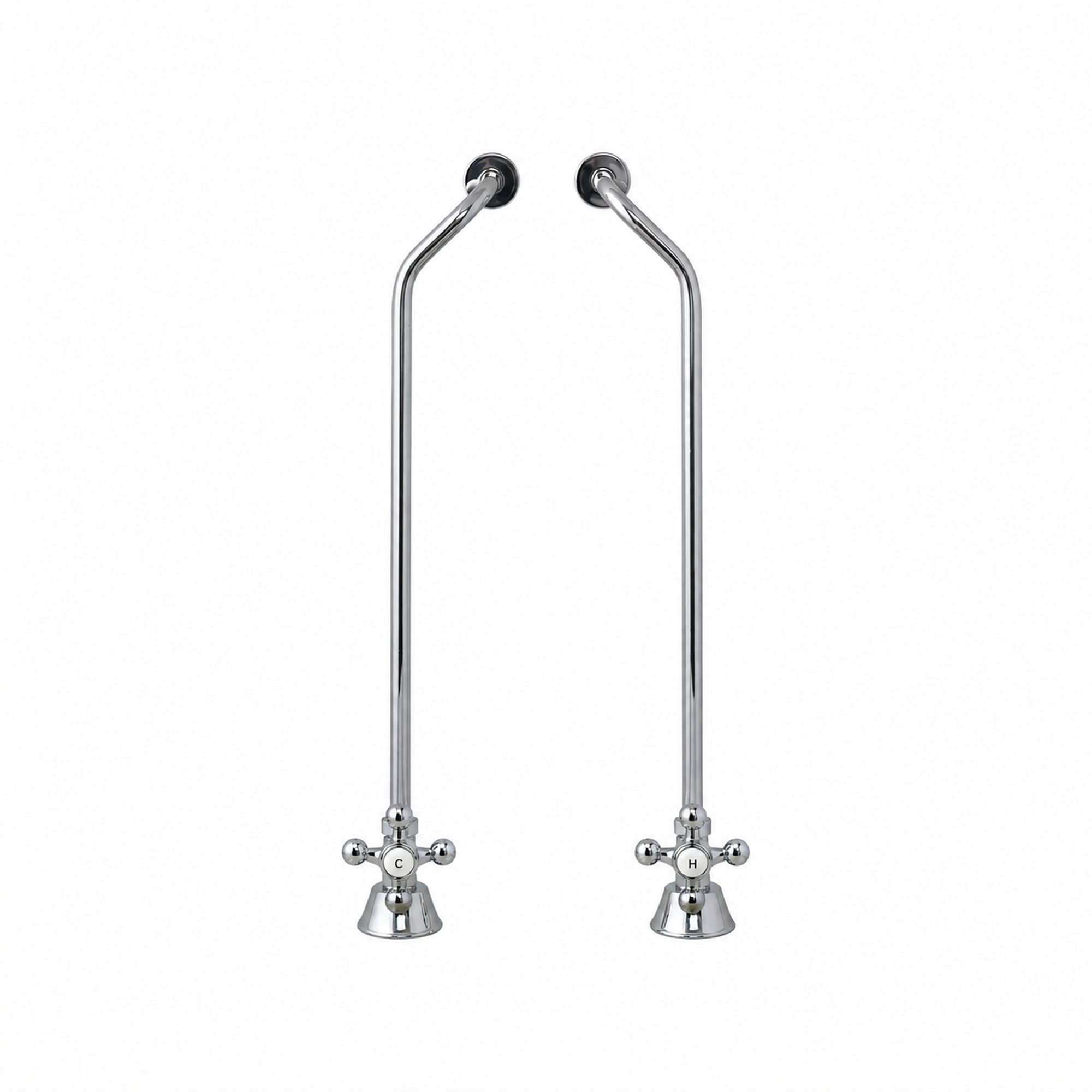 Strom Living Tub Supply Set with Double Offset Tubing Chrome Cross-Point Handles - Plumbing Parts