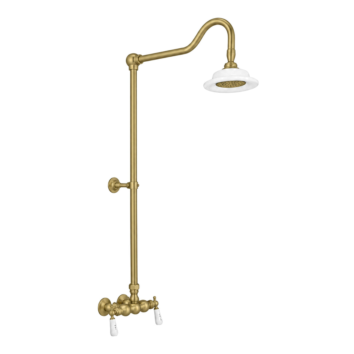 Exposed Shower System with Lever Handles P0678 in Raw Brass