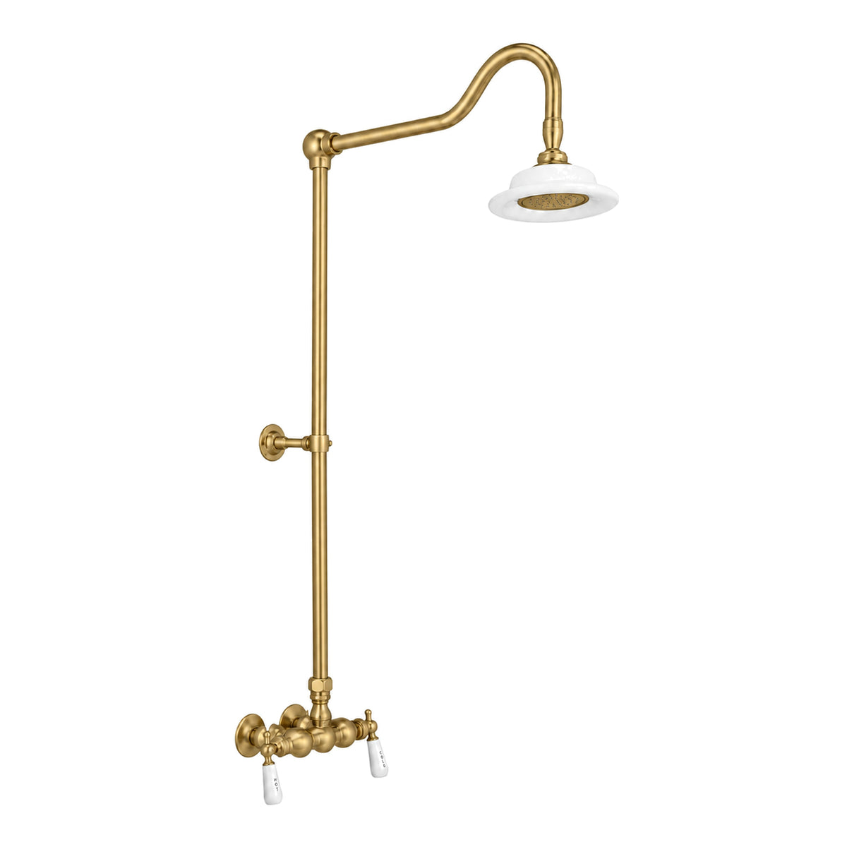 Exposed Shower System with Lever Handles P0678 in Satin Brass