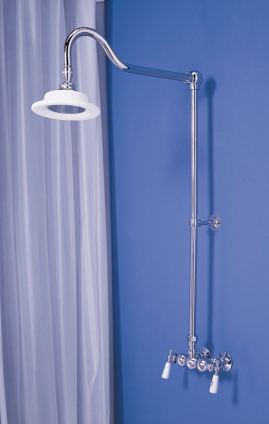 Exposed Shower System Wall Mounted Set with 3-3/8" Centers and Cross Handles