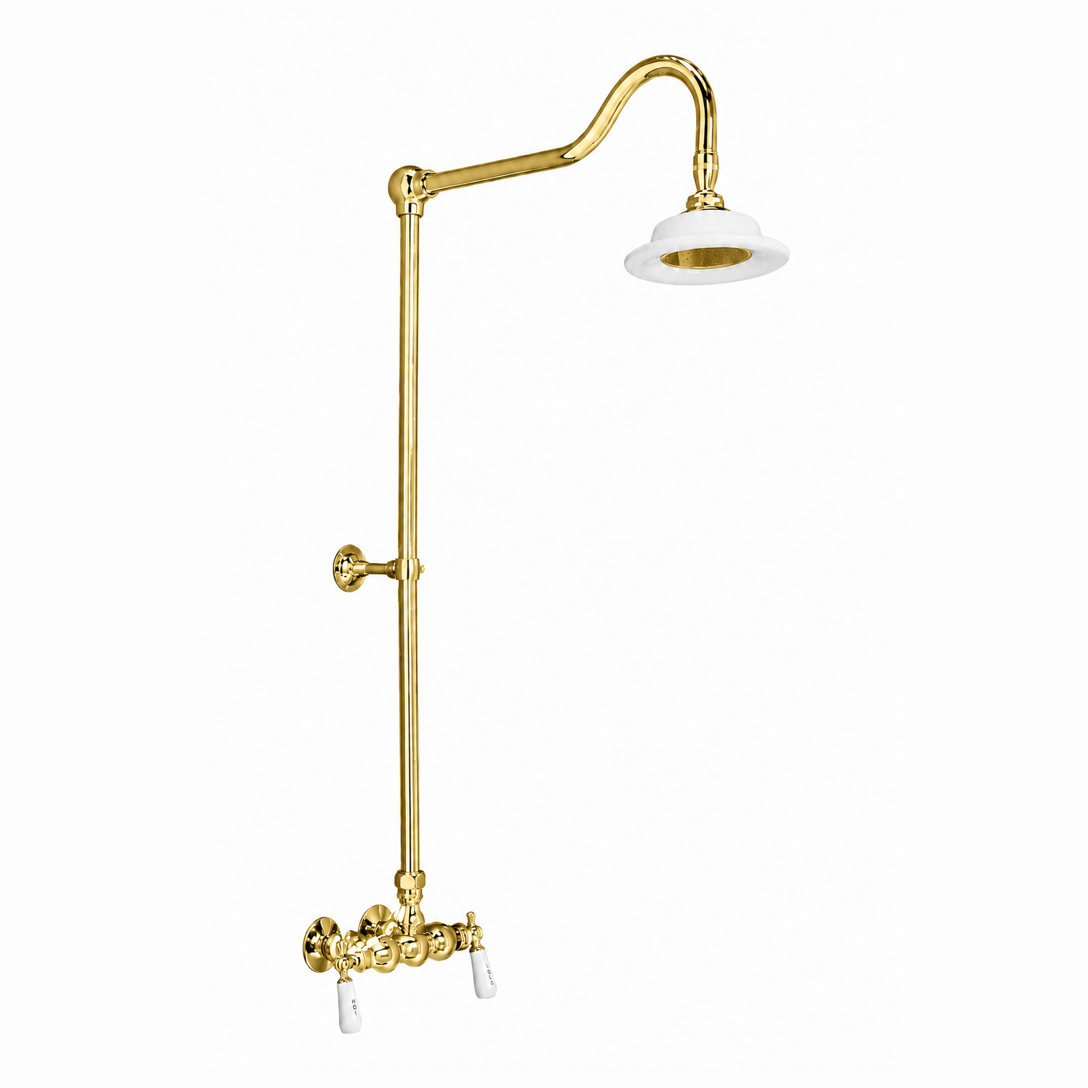 Exposed Shower System with Lever Handles P0678 | Strom Living Polished Brass - Showers