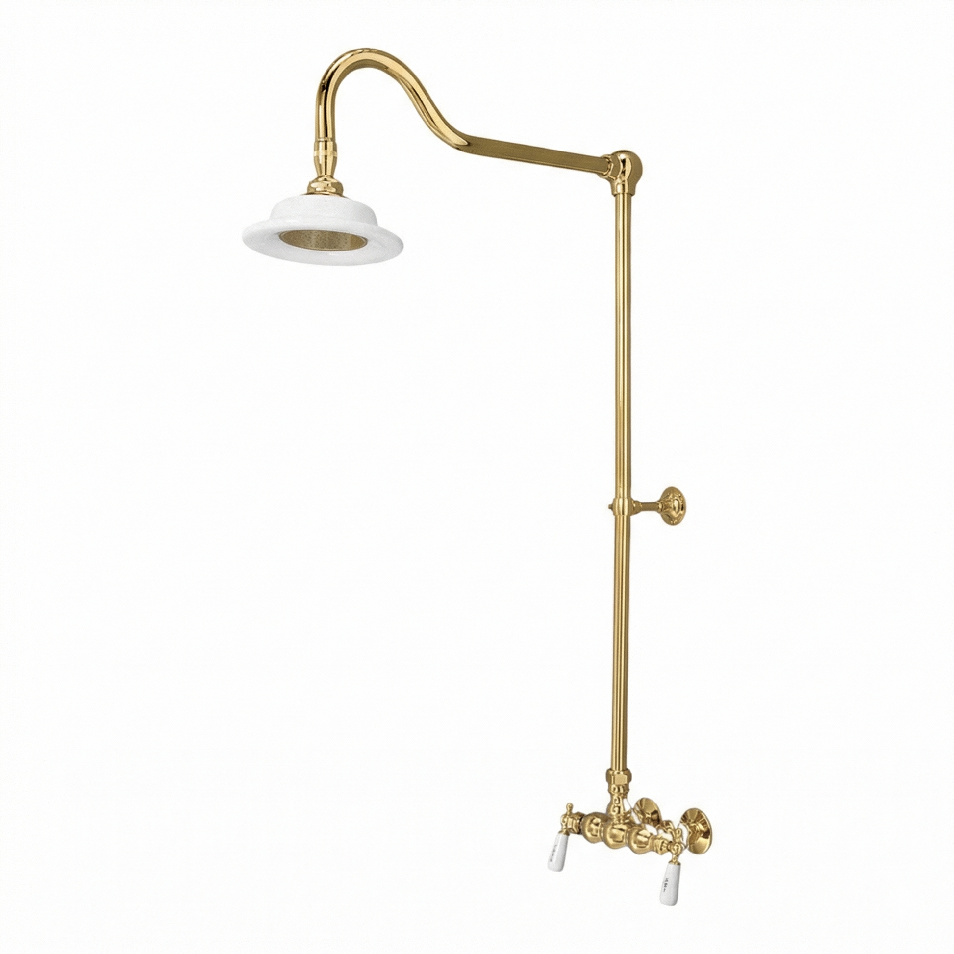 Exposed Shower System with Lever Handles P0678 | Strom Living Polished Brass - Showers