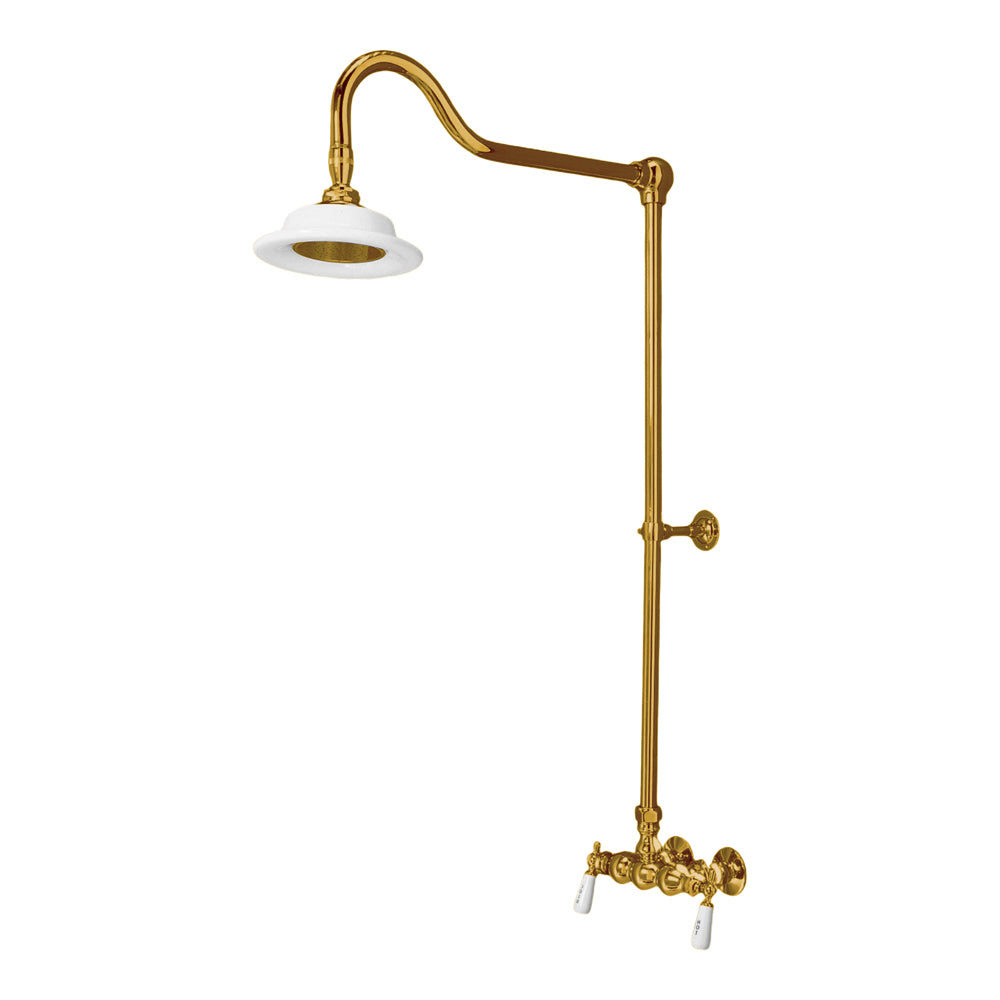 Exposed Shower System Wall Mount Set with 3-3/8" Centers and Cross Handles P0678 | Strom Living