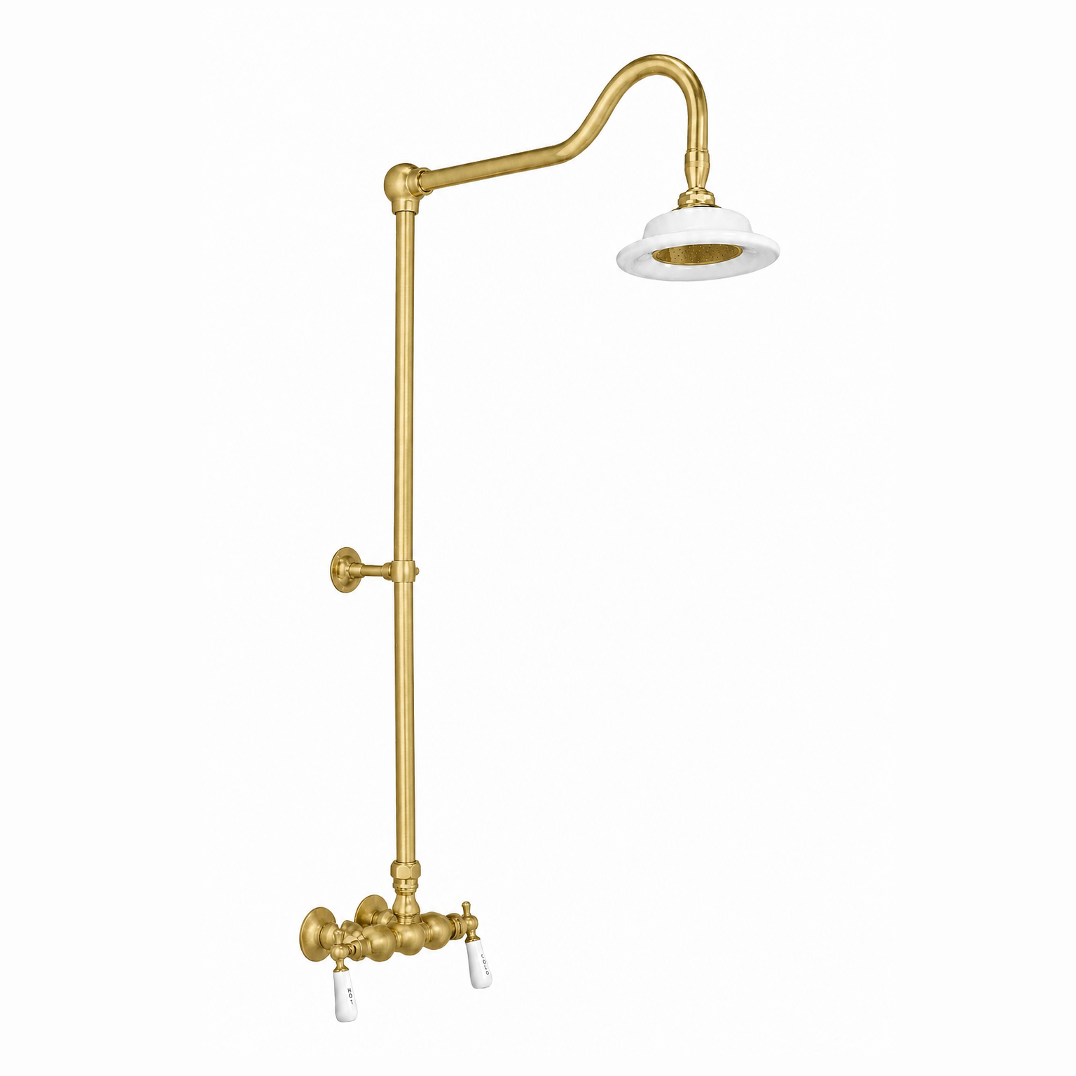 Exposed Shower System with Lever Handles P0678 | Strom Living Raw Brass - Showers
