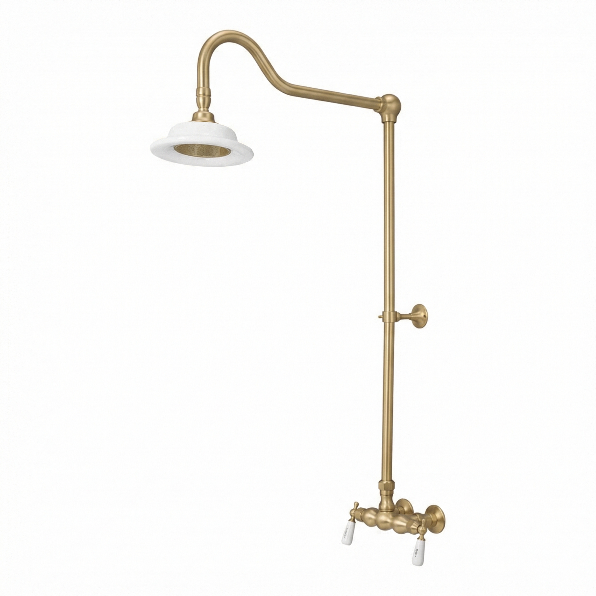 Exposed Shower System with Lever Handles P0678 | Strom Living Raw Brass - Showers