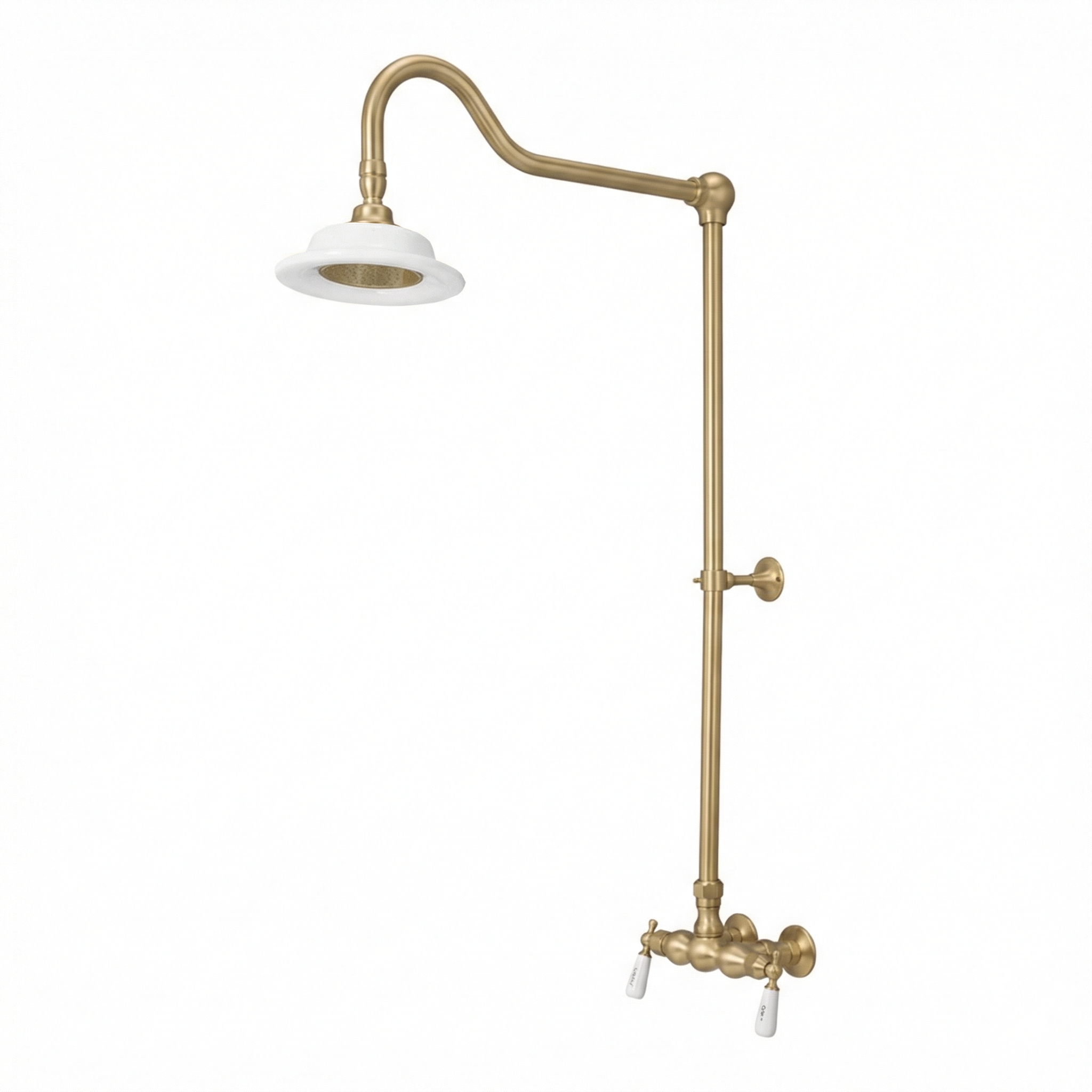 Exposed Shower System with Lever Handles P0678 | Strom Living Raw Brass - Showers