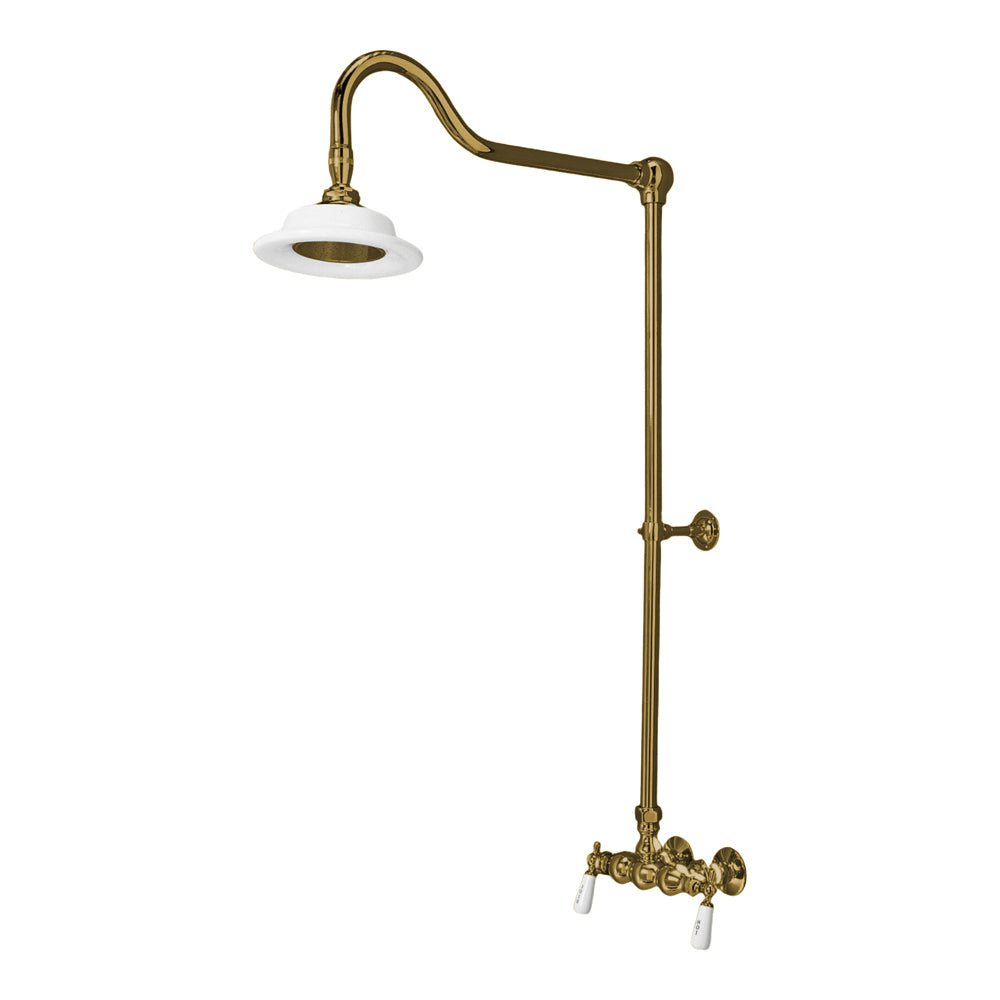 Exposed Shower System with Lever Handles P0678 | Strom Living Supercoat Brass - Showers