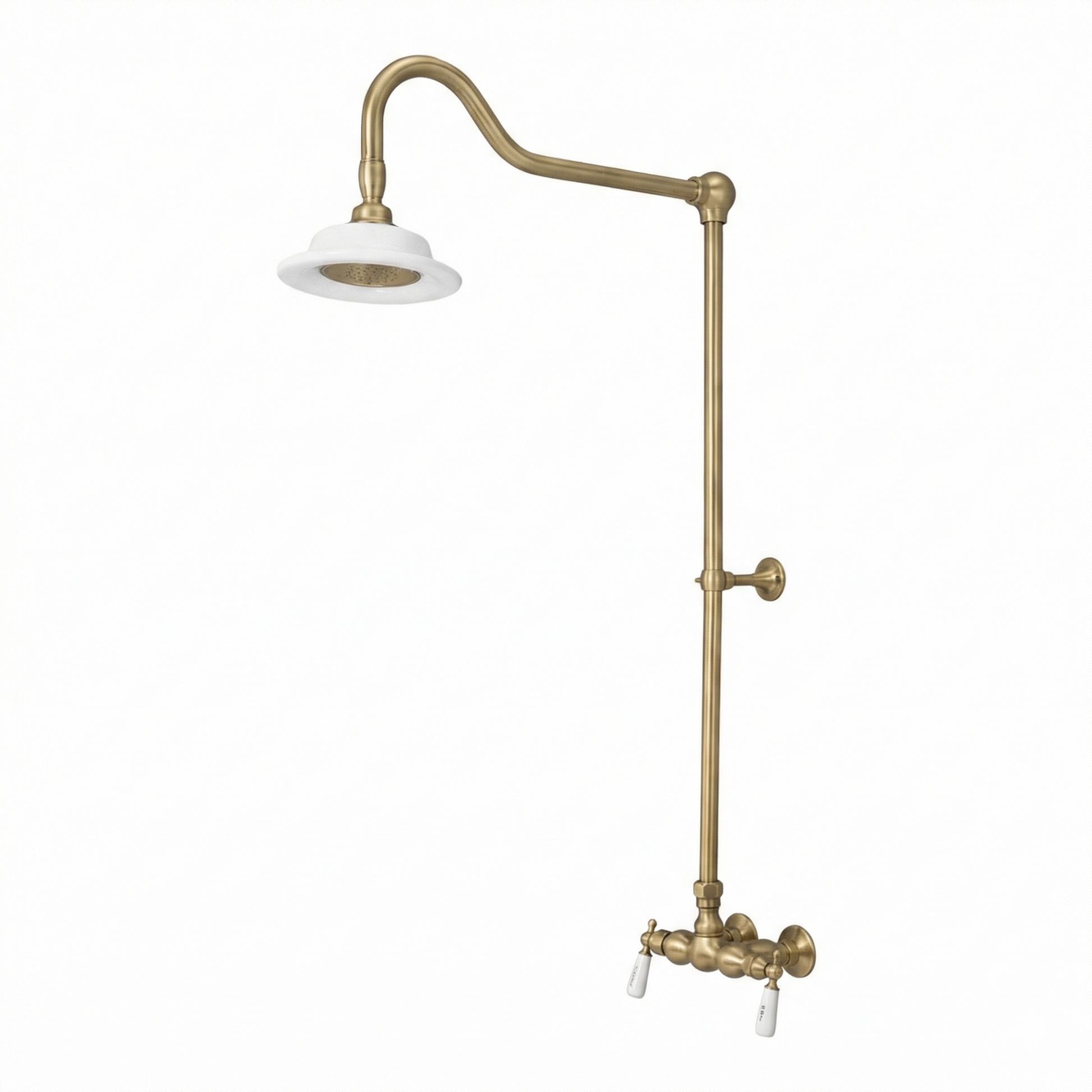 Exposed Shower System with Lever Handles P0678 | Strom Living Satin Brass - Showers
