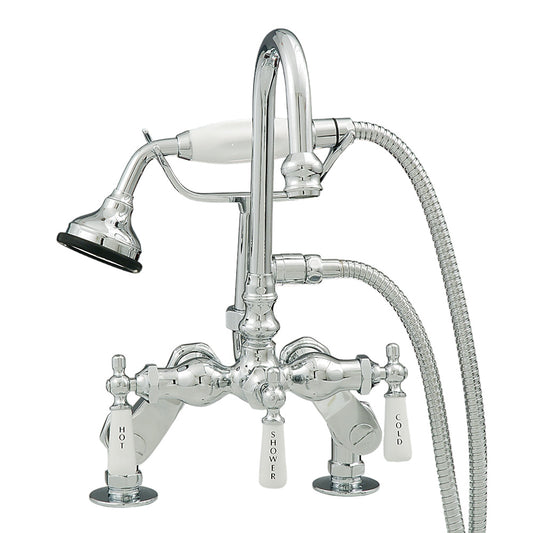 Strom Living Deck Mount Gooseneck Tub Faucet with Handheld Shower