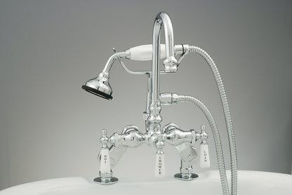 Strom Living Deck Mount Gooseneck Tub Faucet with Handheld Shower