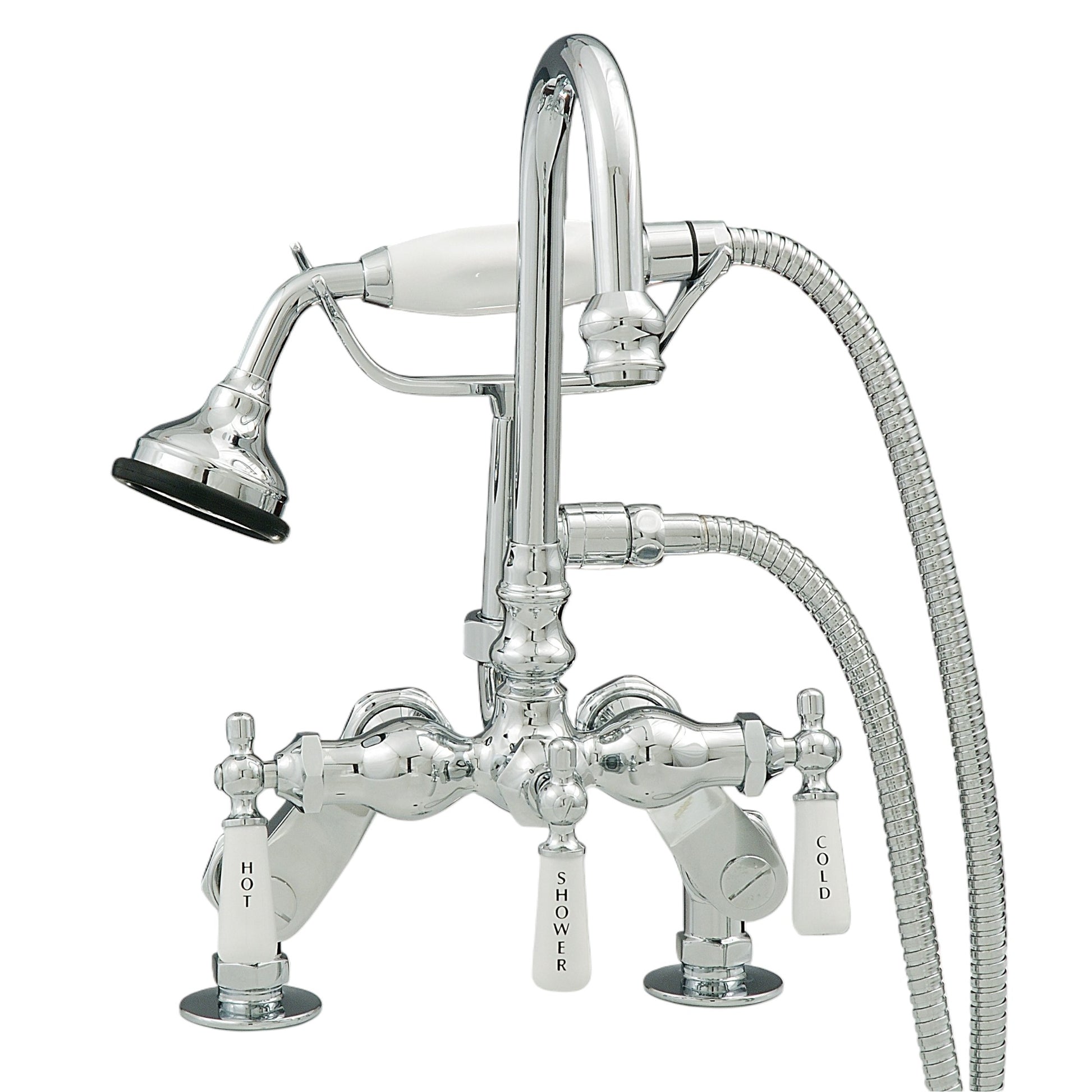 Deck Mount Gooseneck Tub Faucet w/ Handheld P0684 | Strom Living - Tub Fillers