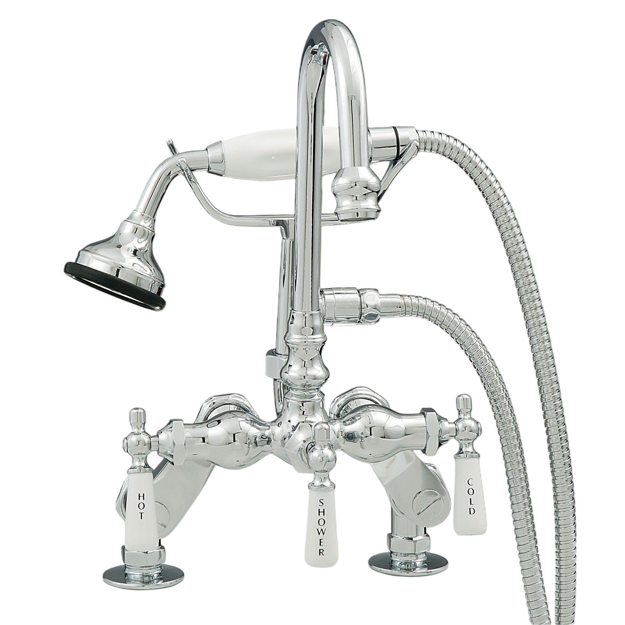 Deck Mount Gooseneck Tub Faucet with Handheld Shower P0684 | Strom Living