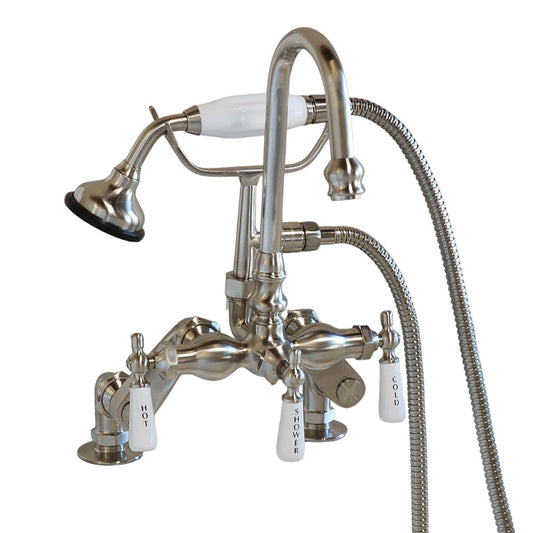 Strom Living Deck Mount Gooseneck Tub Faucet with Handheld Shower