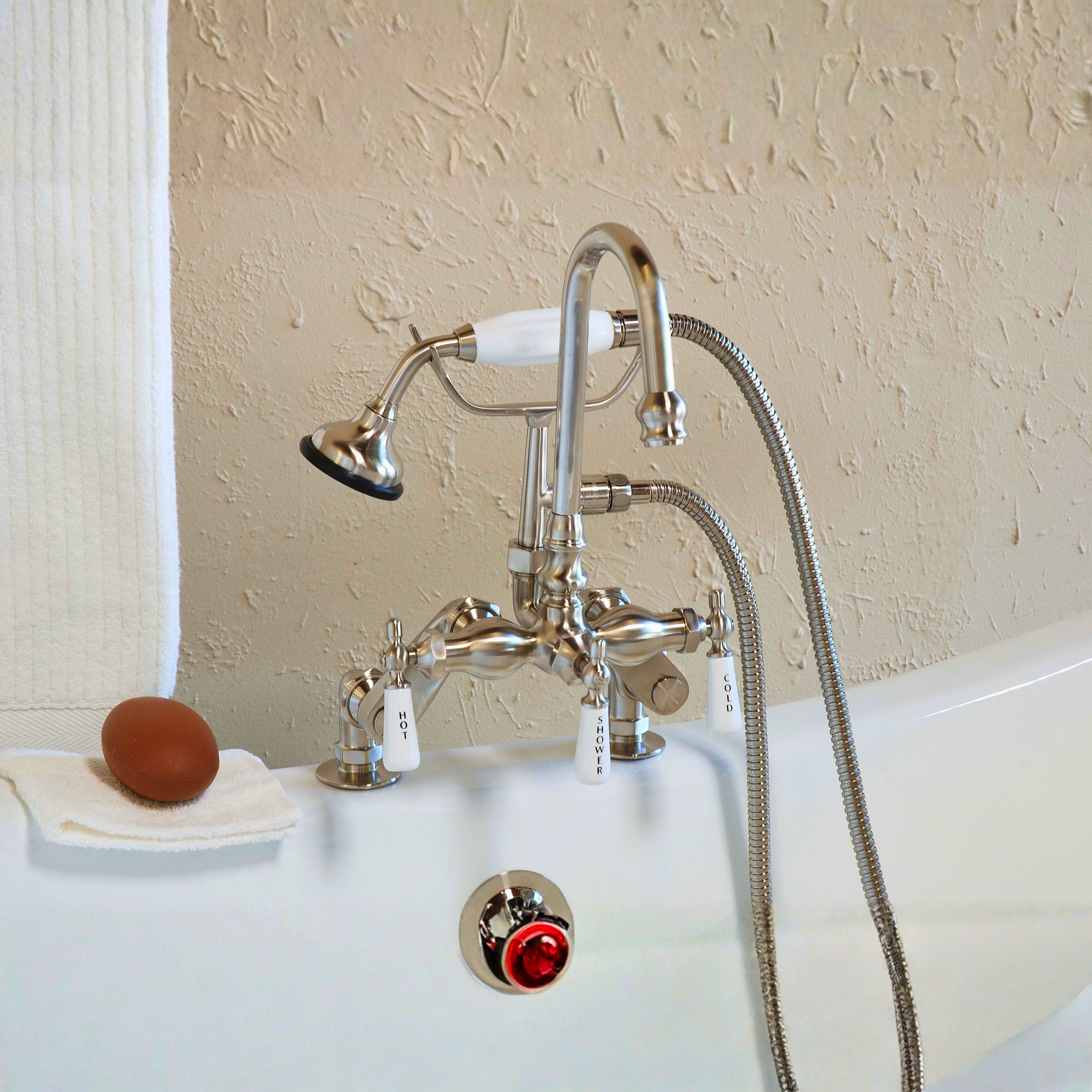 Deck Mount Gooseneck Tub Faucet w/ Handheld P0684 | Strom Living - Tub Fillers