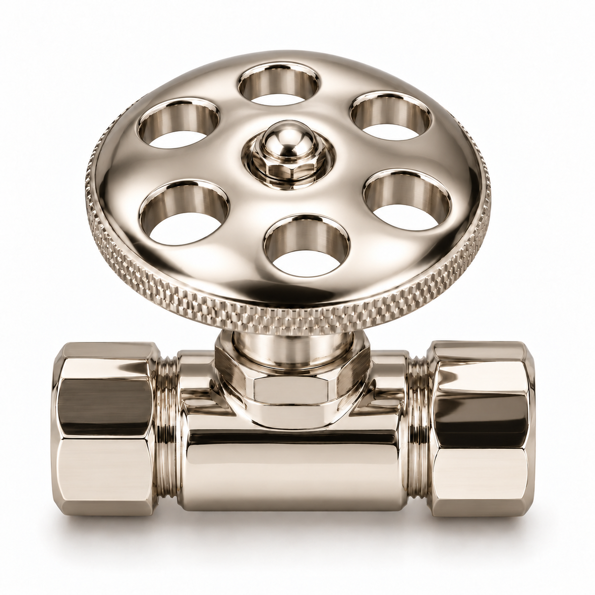 O-Ring Boss Straight Stop Valve P0703P | Strom Living Polished Nickel Lever Handle - Plumbing Parts