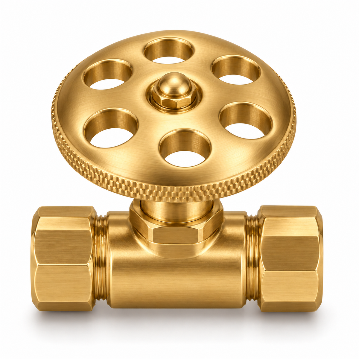 O-Ring Boss Straight Stop Valve P0703P | Strom Living Satin Brass Lever Handle - Plumbing Parts