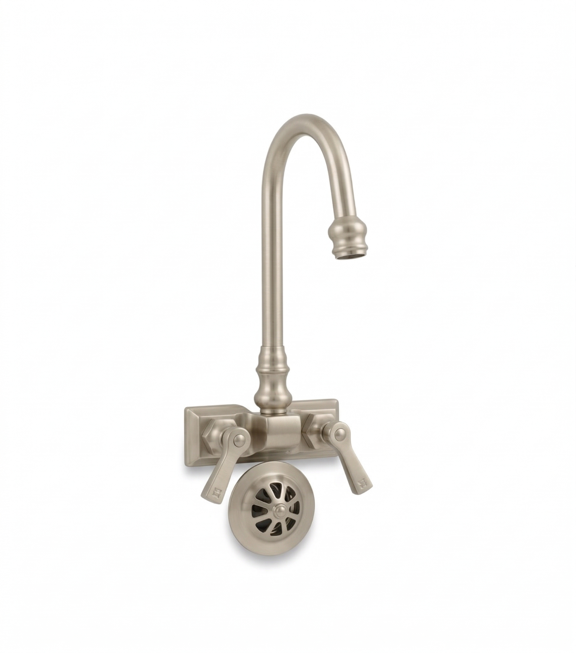 Rectangular Base Tub Faucet with Gooseneck Spout P0708 | Strom Living Matte Nickel - Tub Fillers