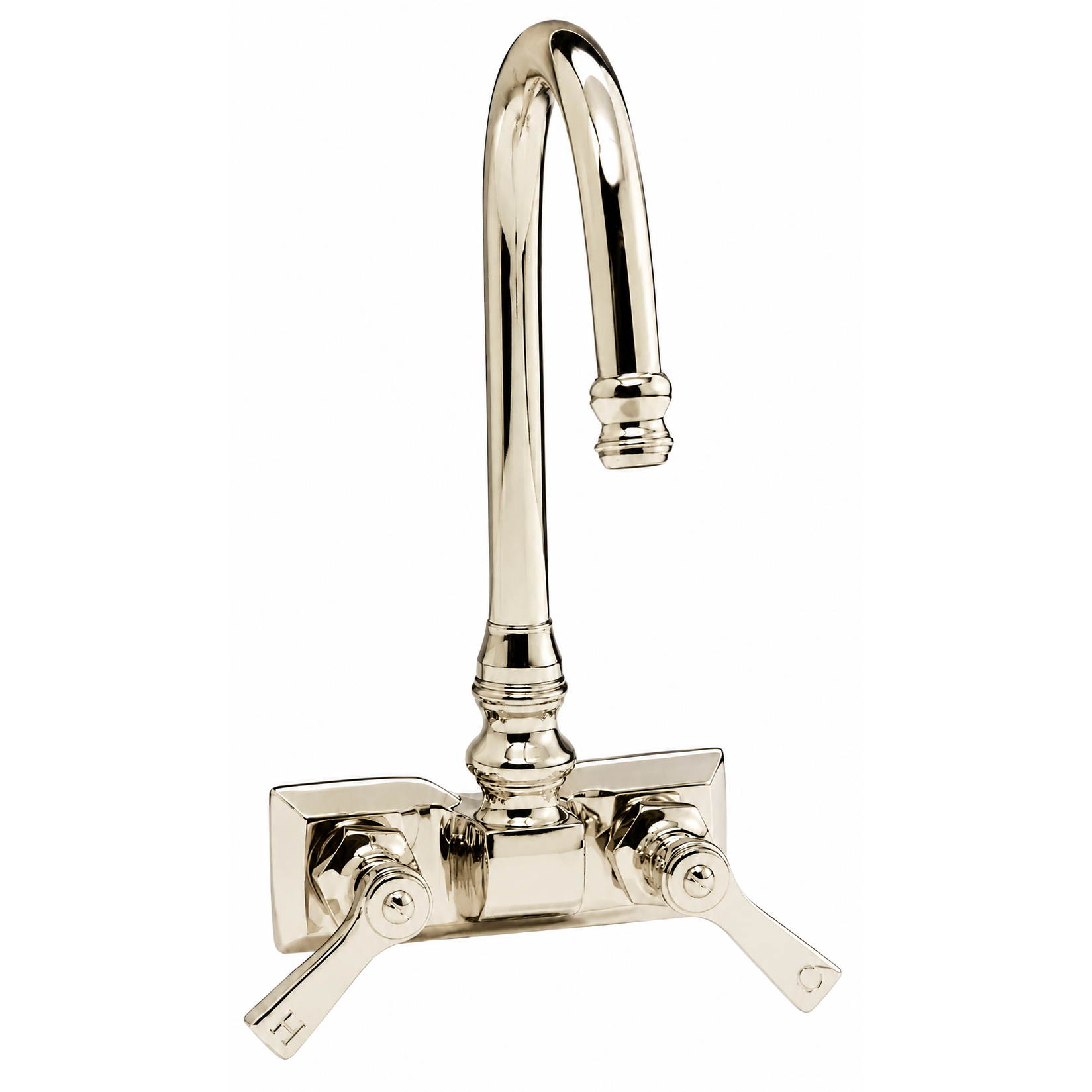 Rectangular Base Tub Faucet with Gooseneck Spout P0708 | Strom Living Polished Nickel - Tub Fillers