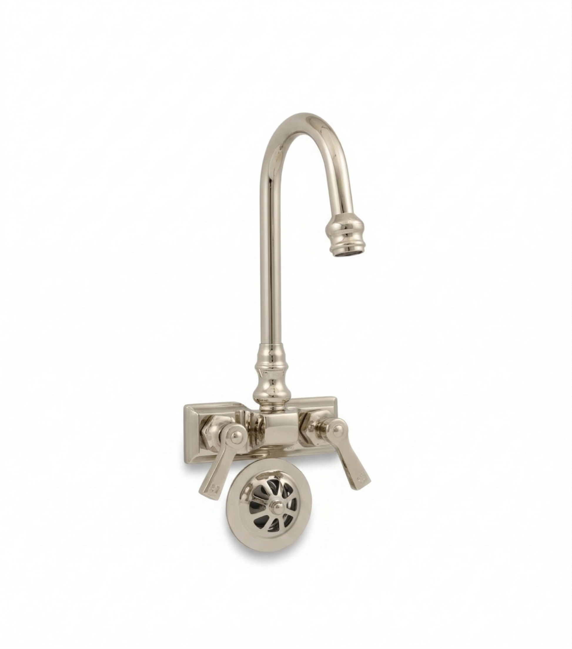 Rectangular Base Tub Faucet with Gooseneck Spout P0708 | Strom Living Polished Nickel - Tub Fillers