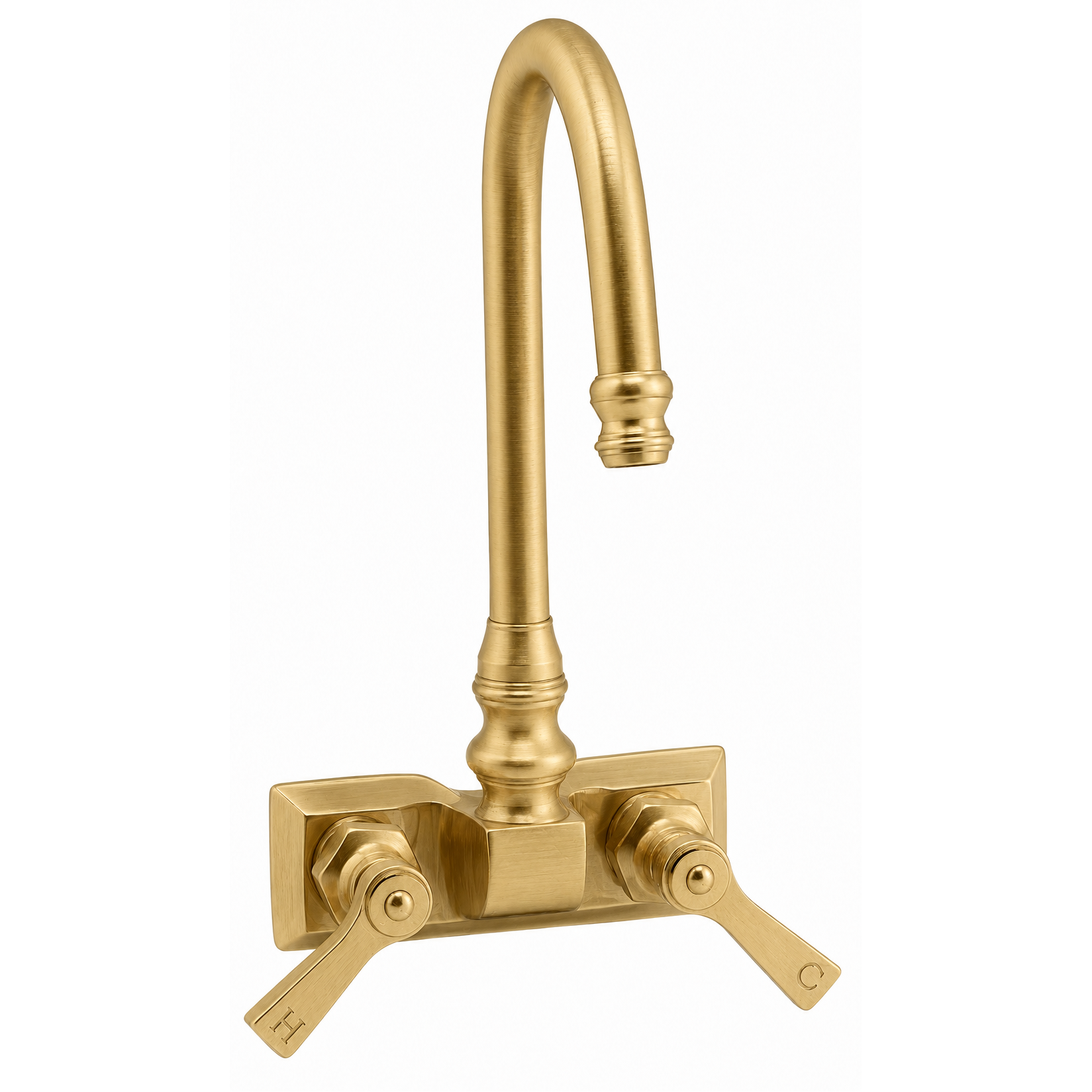 Rectangular Base Tub Faucet with Gooseneck Spout P0708 | Strom Living Satin Brass - Tub Fillers