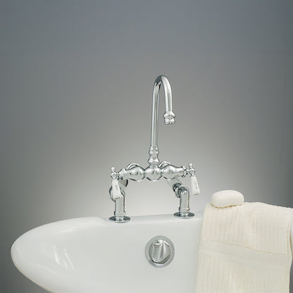 Strom Living Deck Mount Gooseneck Tub Faucet with Handheld Shower