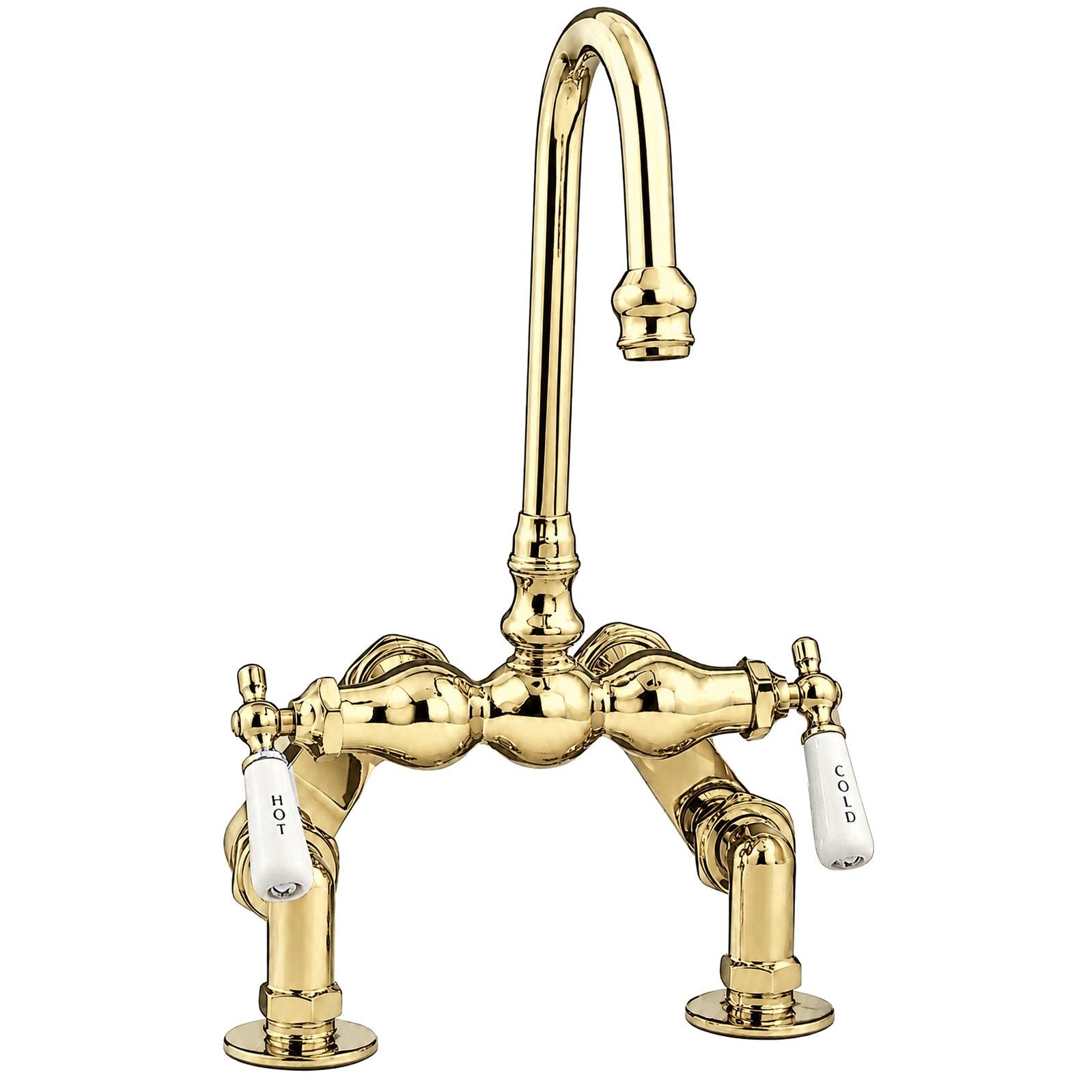 Deck Mount Tub Faucet with Adjustable Centers P0712 | Strom Living Polished Brass - Tub Fillers