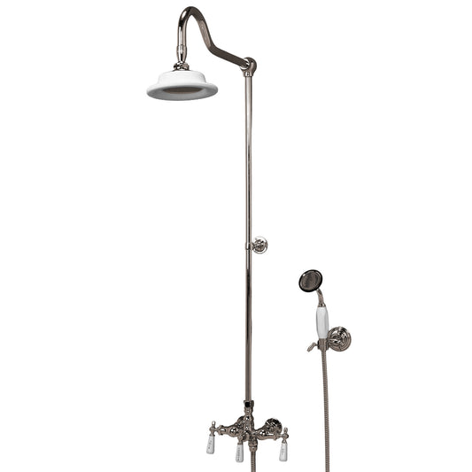 Strom Living Exposed Shower System Wall Mounted with 19" Riser, Handshower and Lever/Cross Handles