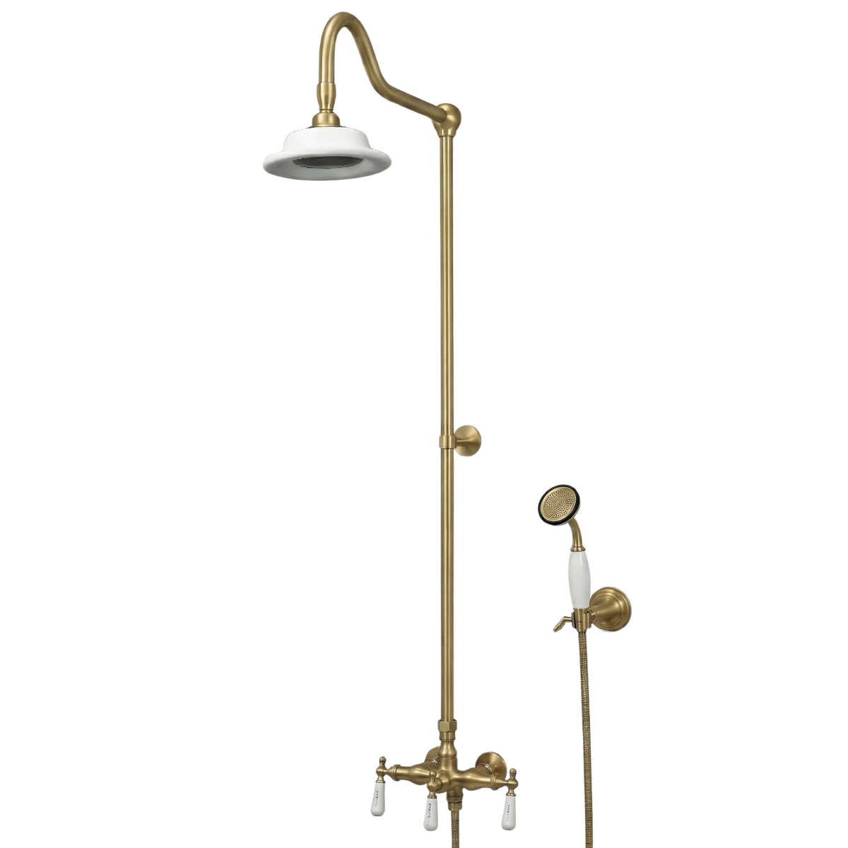 Exposed Shower System with Handshower P0713 | Strom Living Raw Brass - Showers