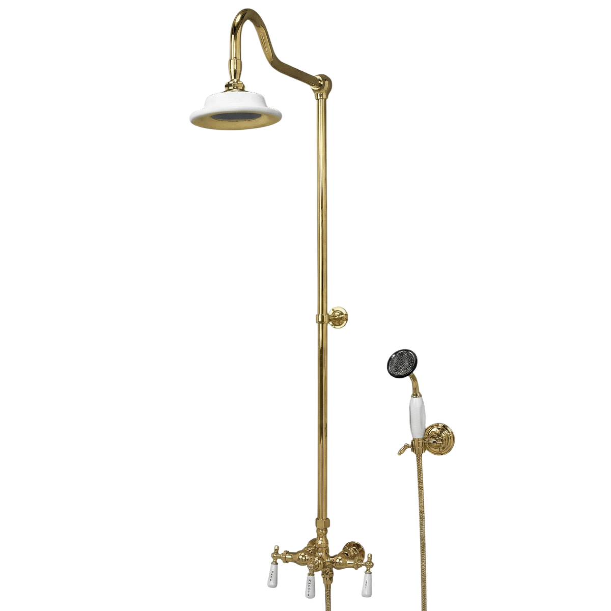 Exposed Shower System with Handshower P0713 | Strom Living Polished Brass - Showers