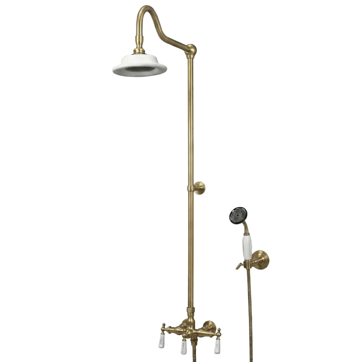 Exposed Shower System with Handshower P0713 | Strom Living Satin Brass - Showers