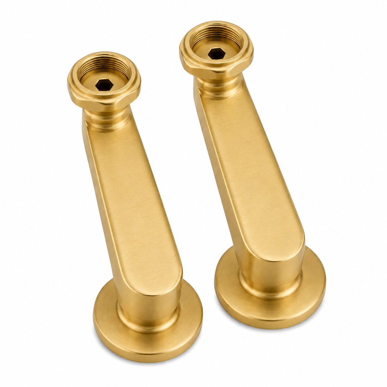 Swing Arm Coupler Pair 6" with Deck Mount Screws P0717 | Strom Living Satin Brass - Plumbing Parts