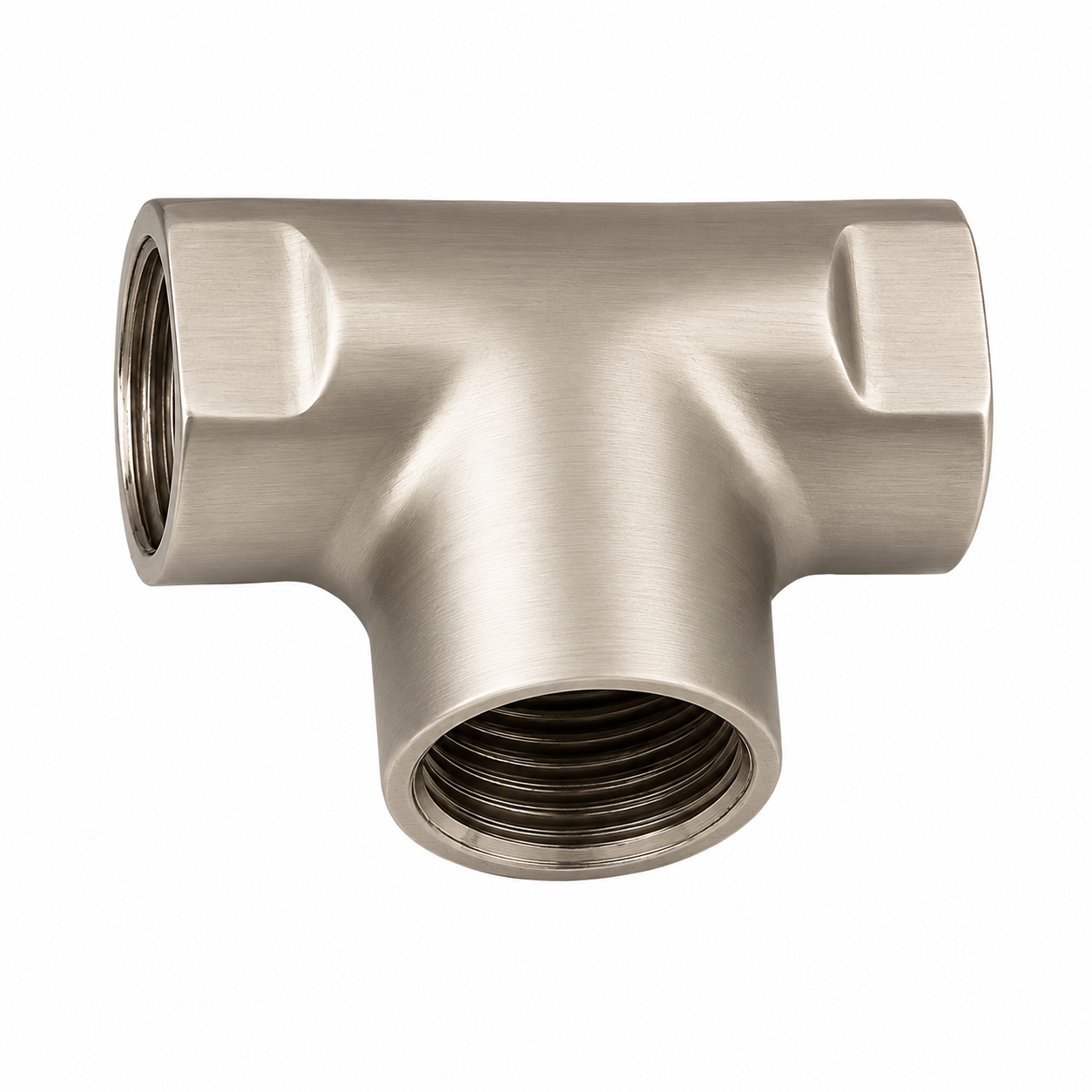 Fasteners/Fittings with Female 3 Way Tee, 0.5" IPS and Solid Brass P0723 | Strom Living Matte Nickel - Plumbing Parts