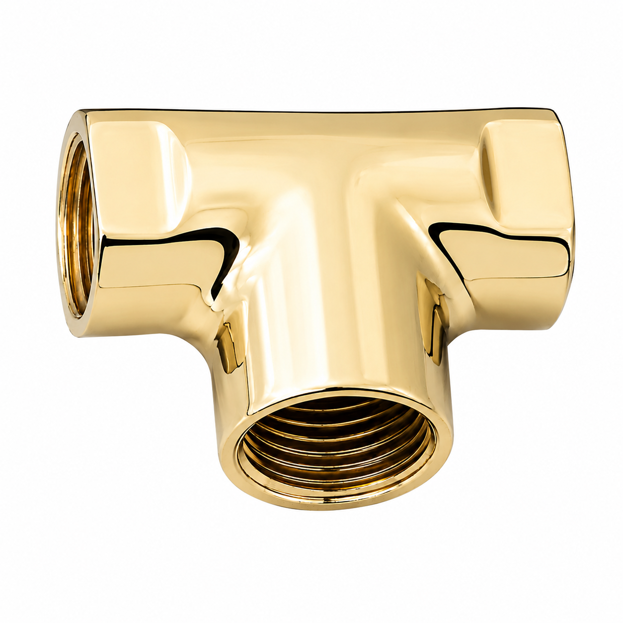 Fasteners/Fittings with Female 3 Way Tee, 0.5" IPS and Solid Brass P0723 | Strom Living Supercoat Brass - Plumbing Parts