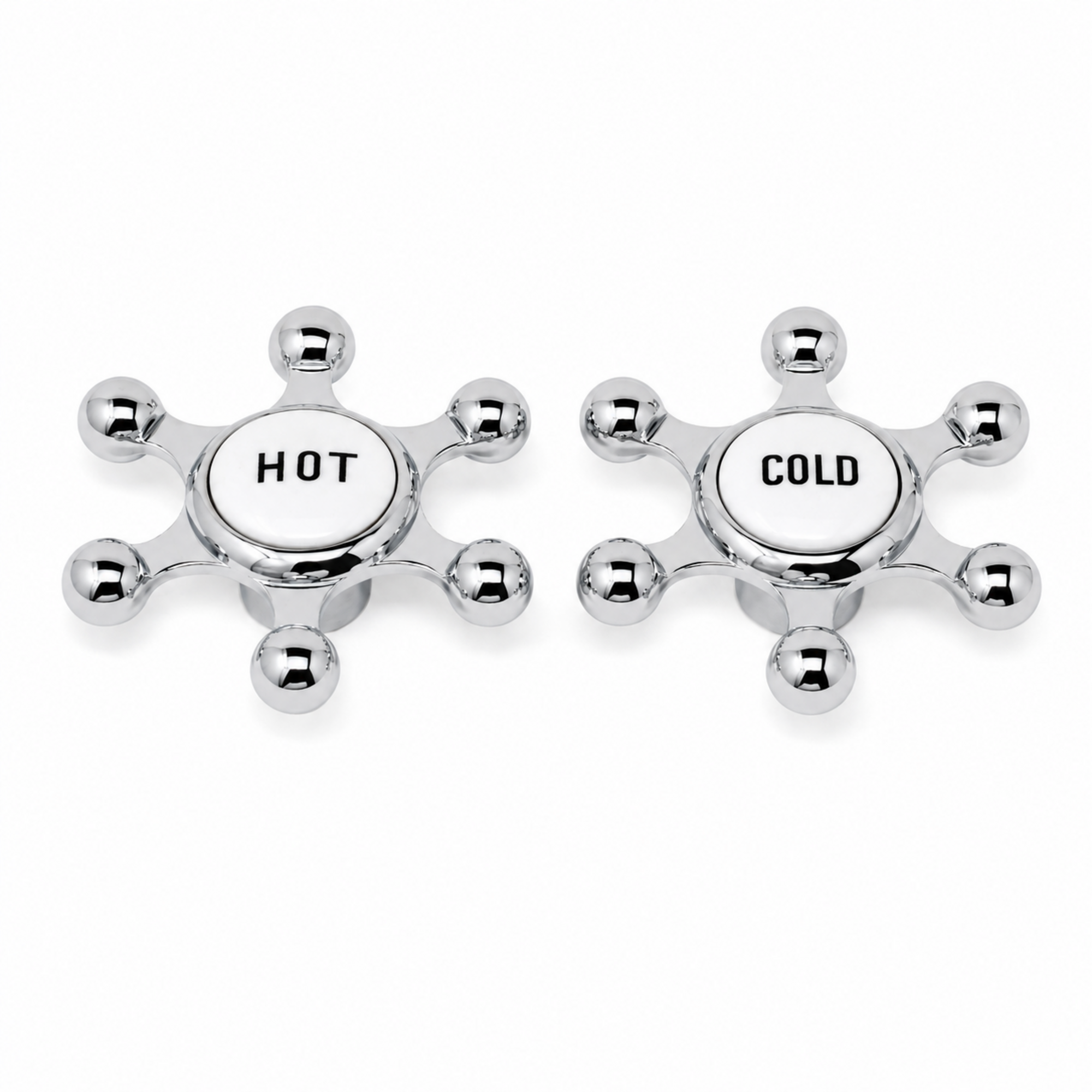 Strom Living P0725 Aqueduct Handle Pair with Porcelain Button Chrome - Faucet Parts
