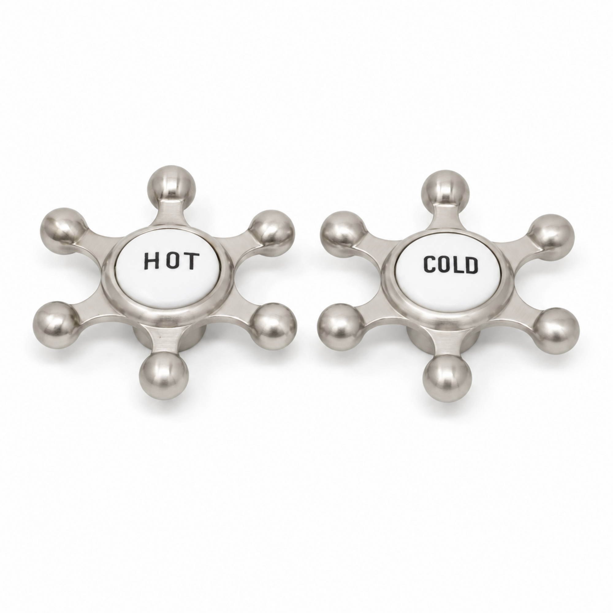 Strom Living P0725 Aqueduct Handle Pair with Porcelain Button Matte Nickel - Faucet Parts