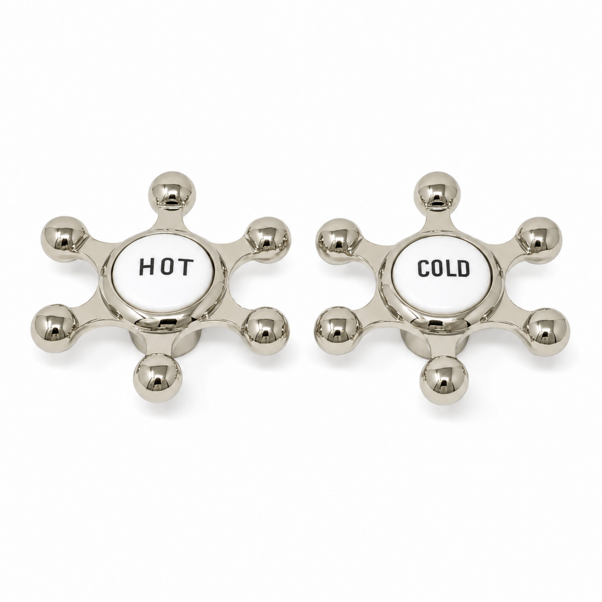 Strom Living P0725 Aqueduct Handle Pair with Porcelain Button Polished Nickel - Faucet Parts