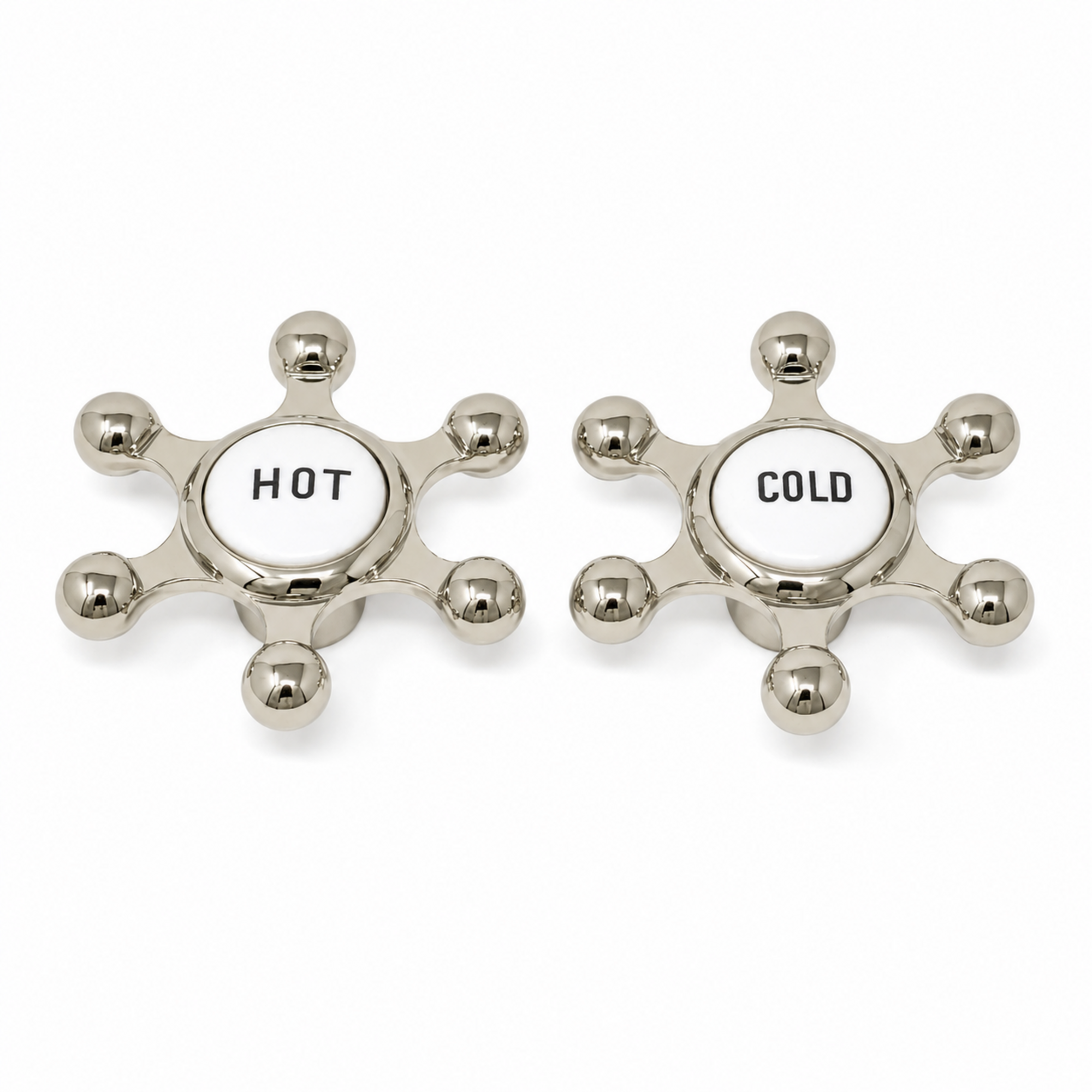 Strom Living P0725 Aqueduct Handle Pair with Porcelain Button Polished Nickel - Faucet Parts