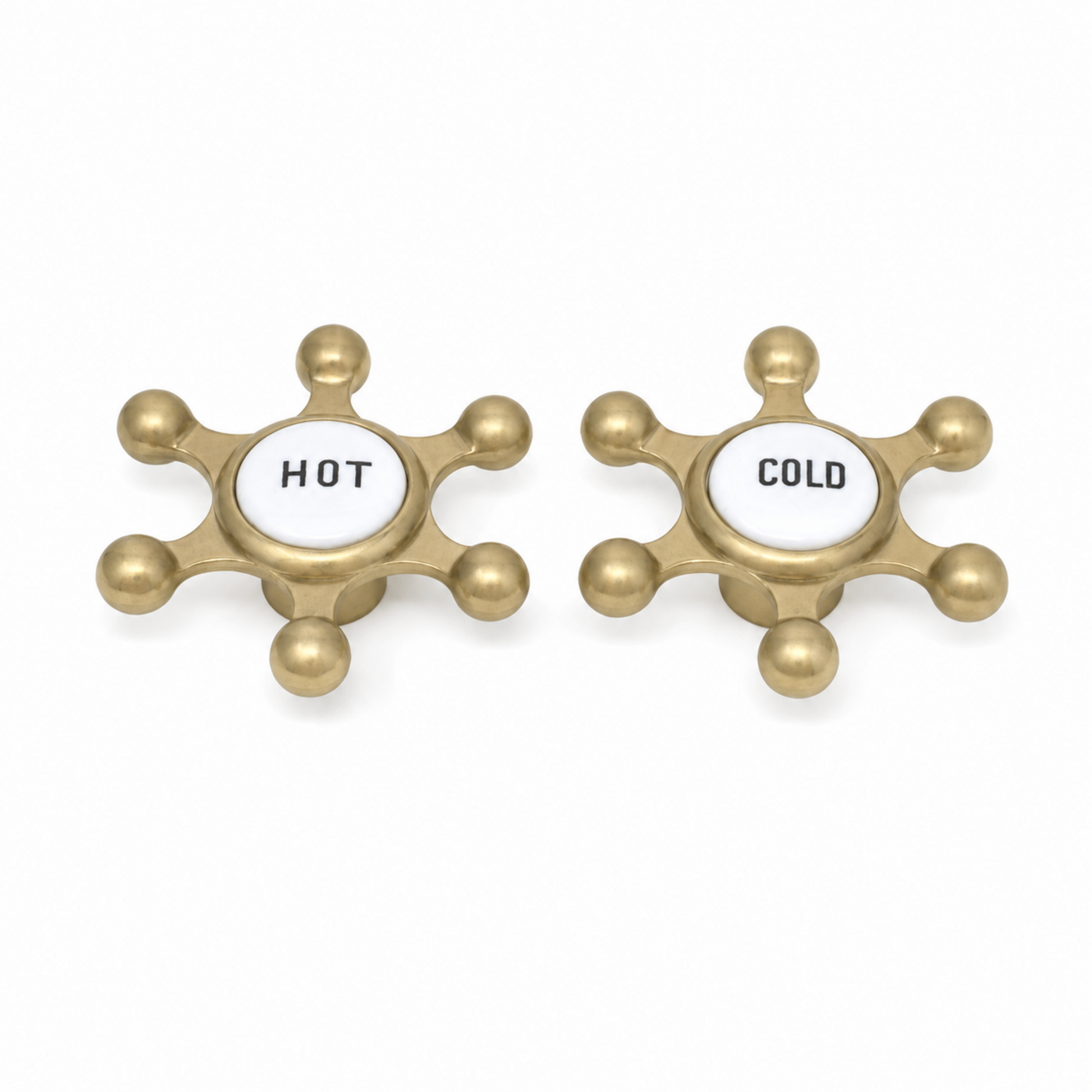 Strom Living P0725 Aqueduct Handle Pair with Porcelain Button Raw Brass - Faucet Parts